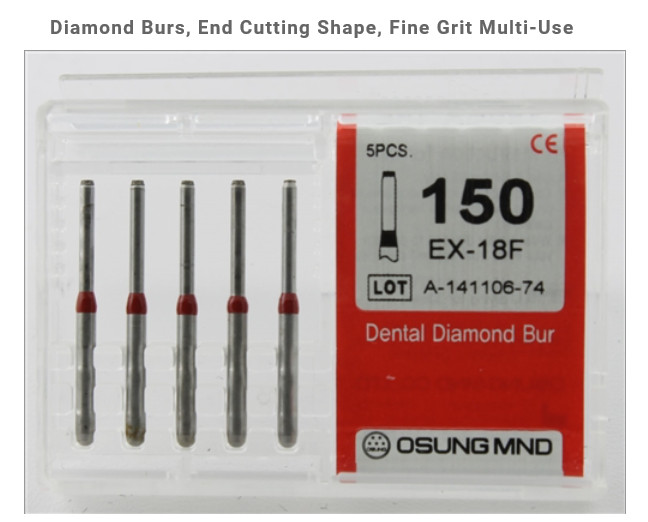 Dental Diamond Burs, Fine Grit Multi-Use, 5 Pcs/Pk [150EX-18F]