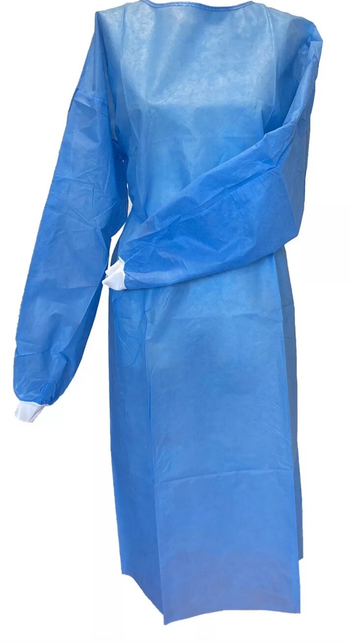 10pk Large Disposable Isolation Gown KnitCuff Medical Dental Halloween Nurse