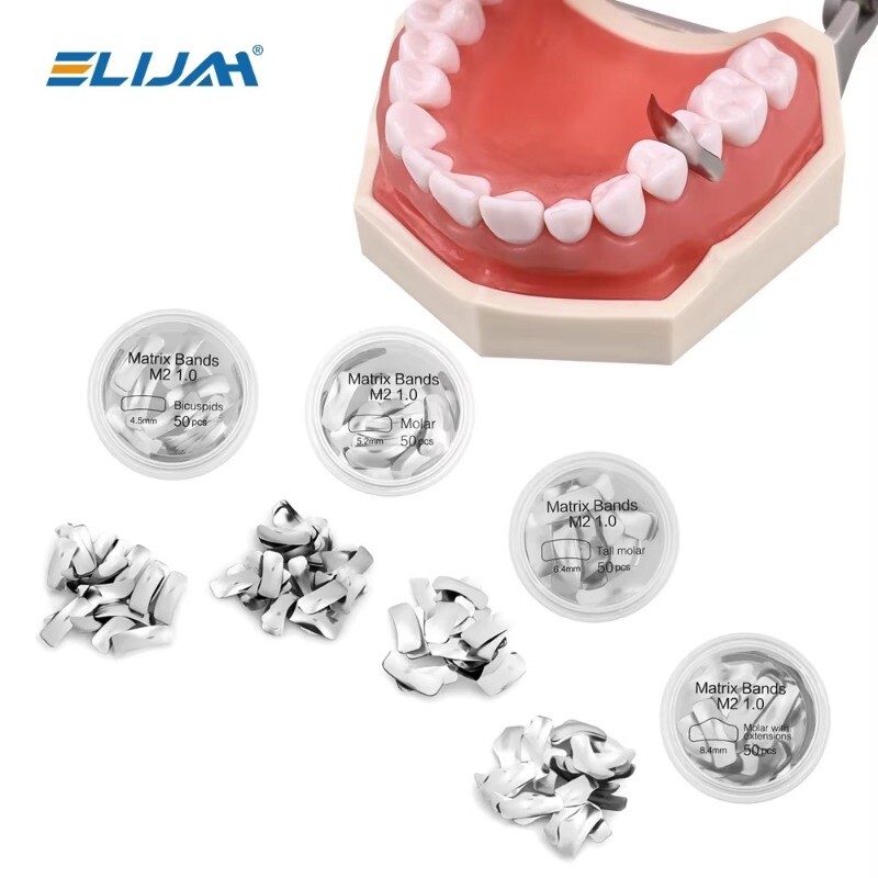 Dental Metal Matrices Bands M4 / M2 Matrix Sectional Contoured soft bands 50Pcs