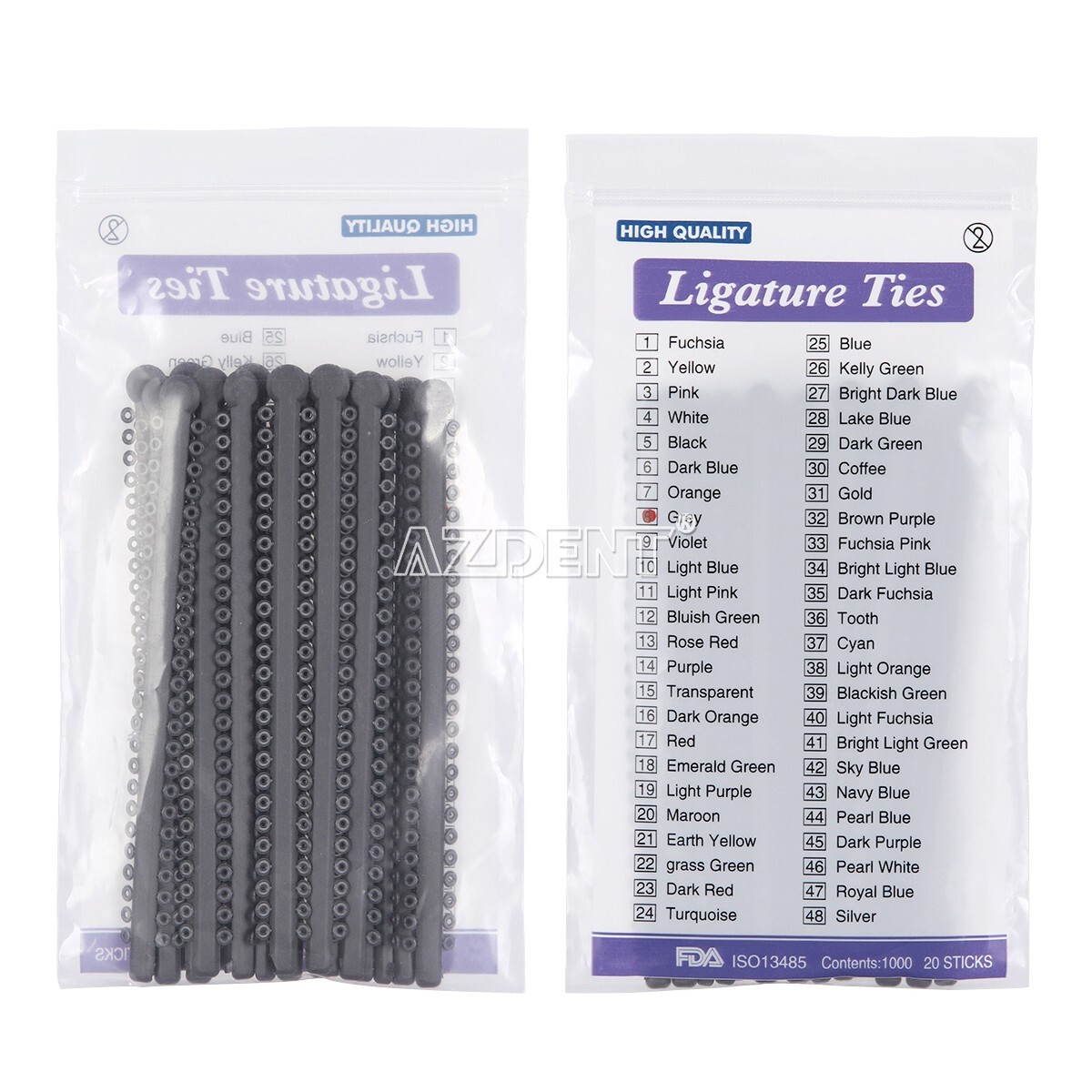 AZDENT Dental Orthodontic Ligature Ties Elastic Rubber Bands 1000 Ties/Bag