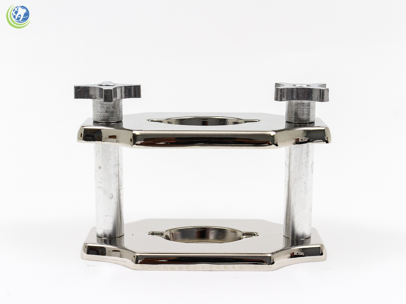 NEW DENTAL LABORATORY DENTURE RELINE JIG CHROME COATED PLATES W/ 2 POSTS
