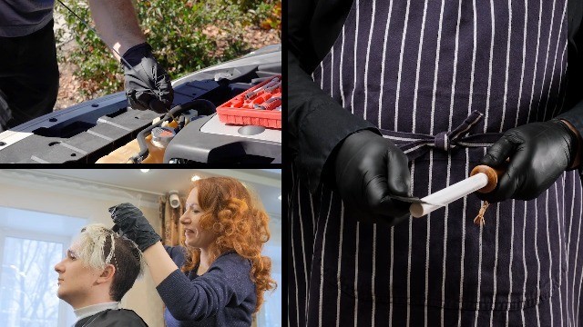 Heavy Duty Disposable Nitrile Gloves – Latex Free, 6mil Black & 8mil Orange, Foo