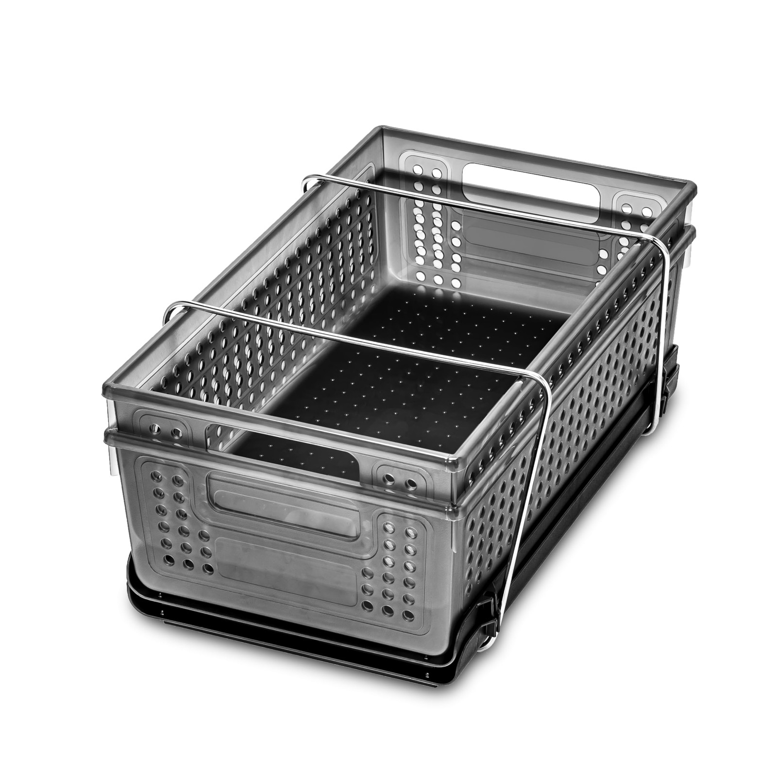 madesmart Two-Tier Under Cabinet Organizer, Sliding Drawer Storage for Cleaning