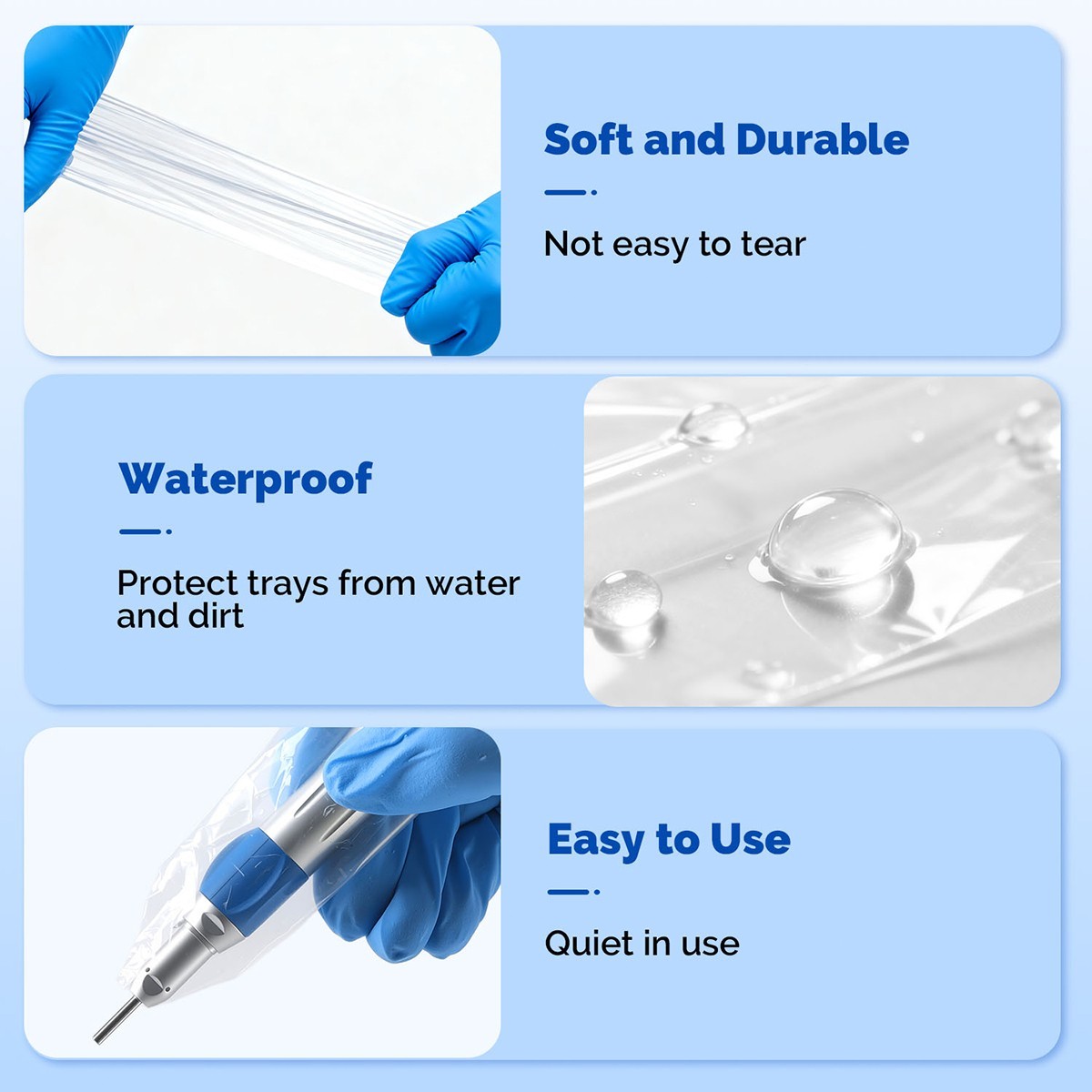 Dental Barrier Sleeves & Covers Kit: Handpiece, Air Water Syringe, Tray, Chair