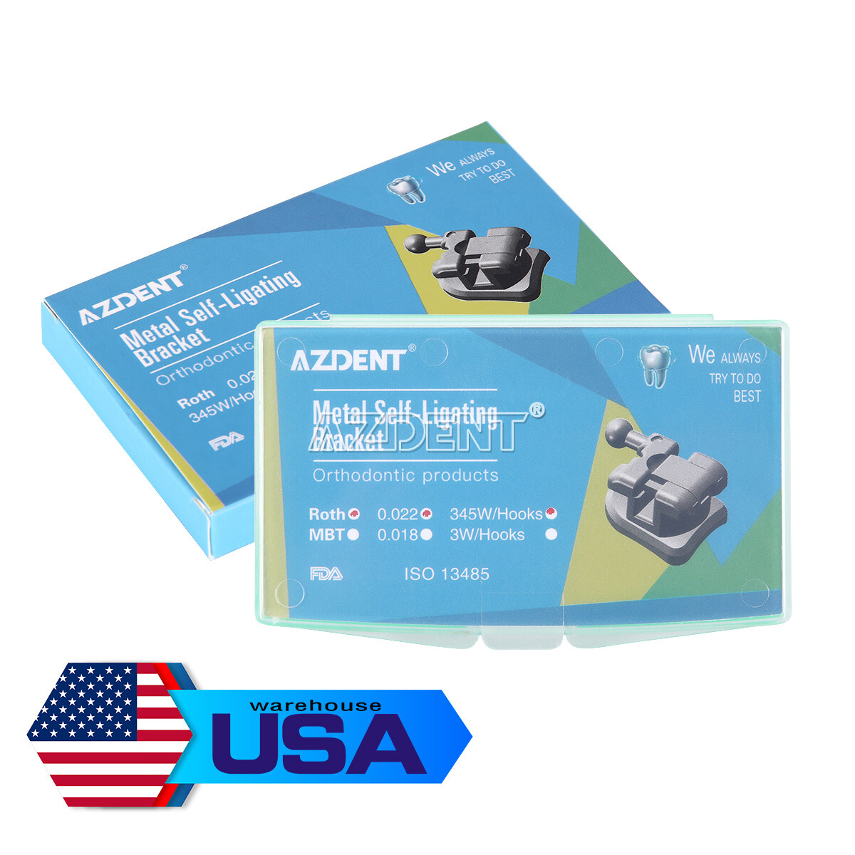 AZDENT Dental Ortho Reverse Pull Headgear Facemask /Brackets Brace Roth.022 /Wax