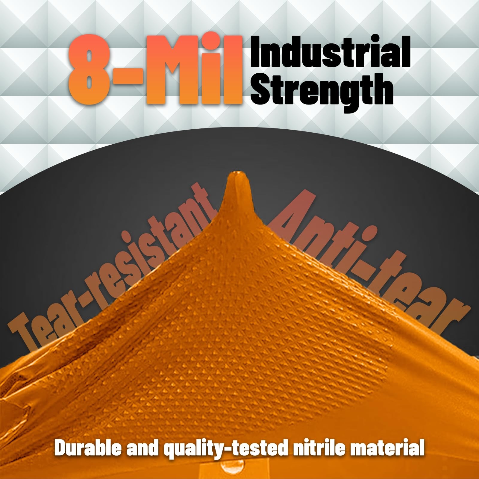 GP CRAFT Heavy Duty Orange Diamond Grip 8mil Nitrile Gloves – Industrial Grad…