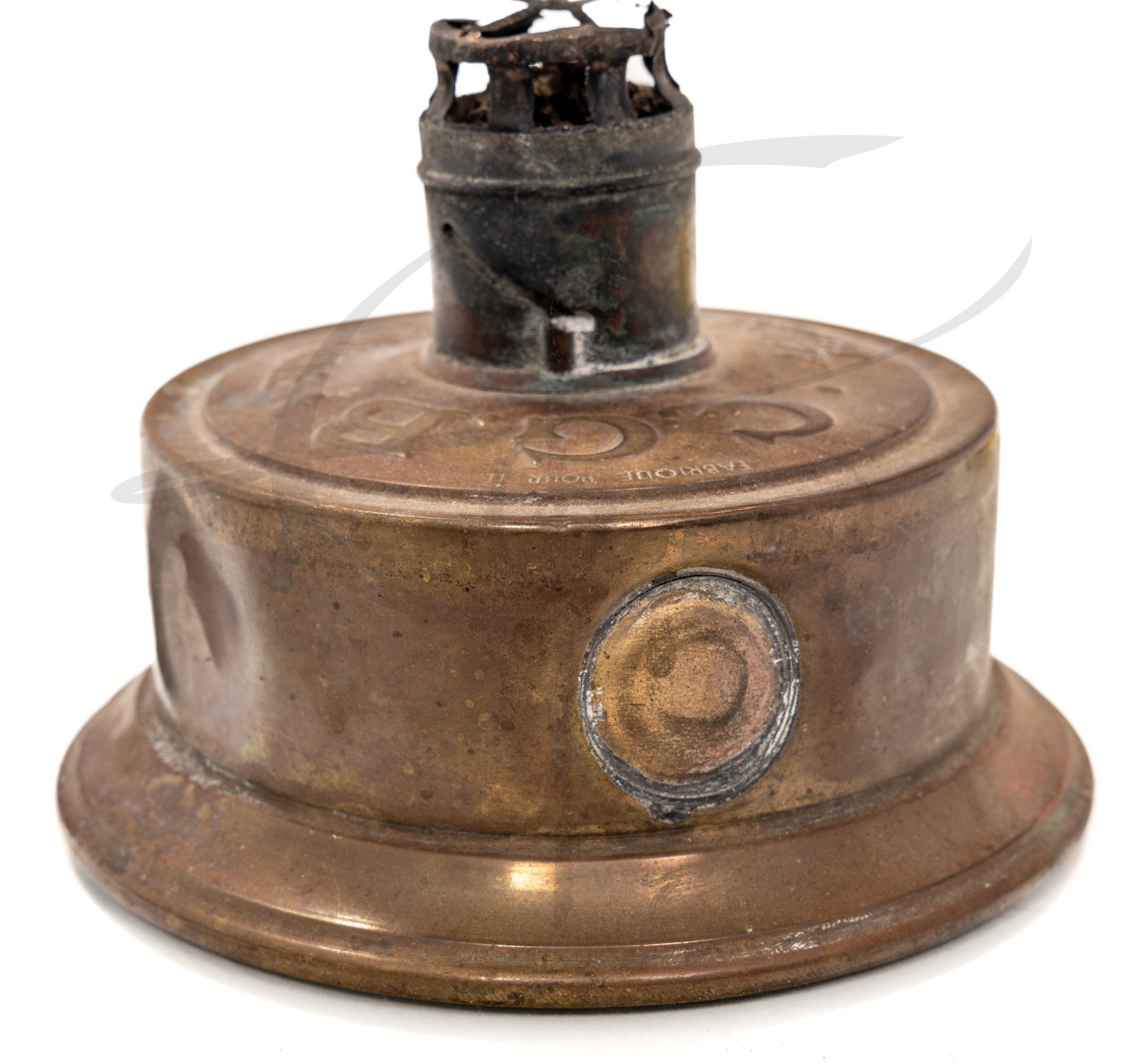 ANTIQUE ALALCOUL FEUTRE ALCOHOL LAMP C.G.B. FRANCE INEXPOLOSIBLE SAFE BRONZE