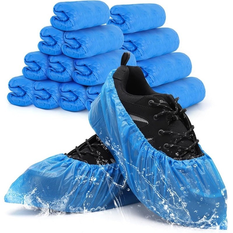 Disposable CPE Shoe Covers Waterproof Non-slip 200 Pcs Indoor Outdoor Use