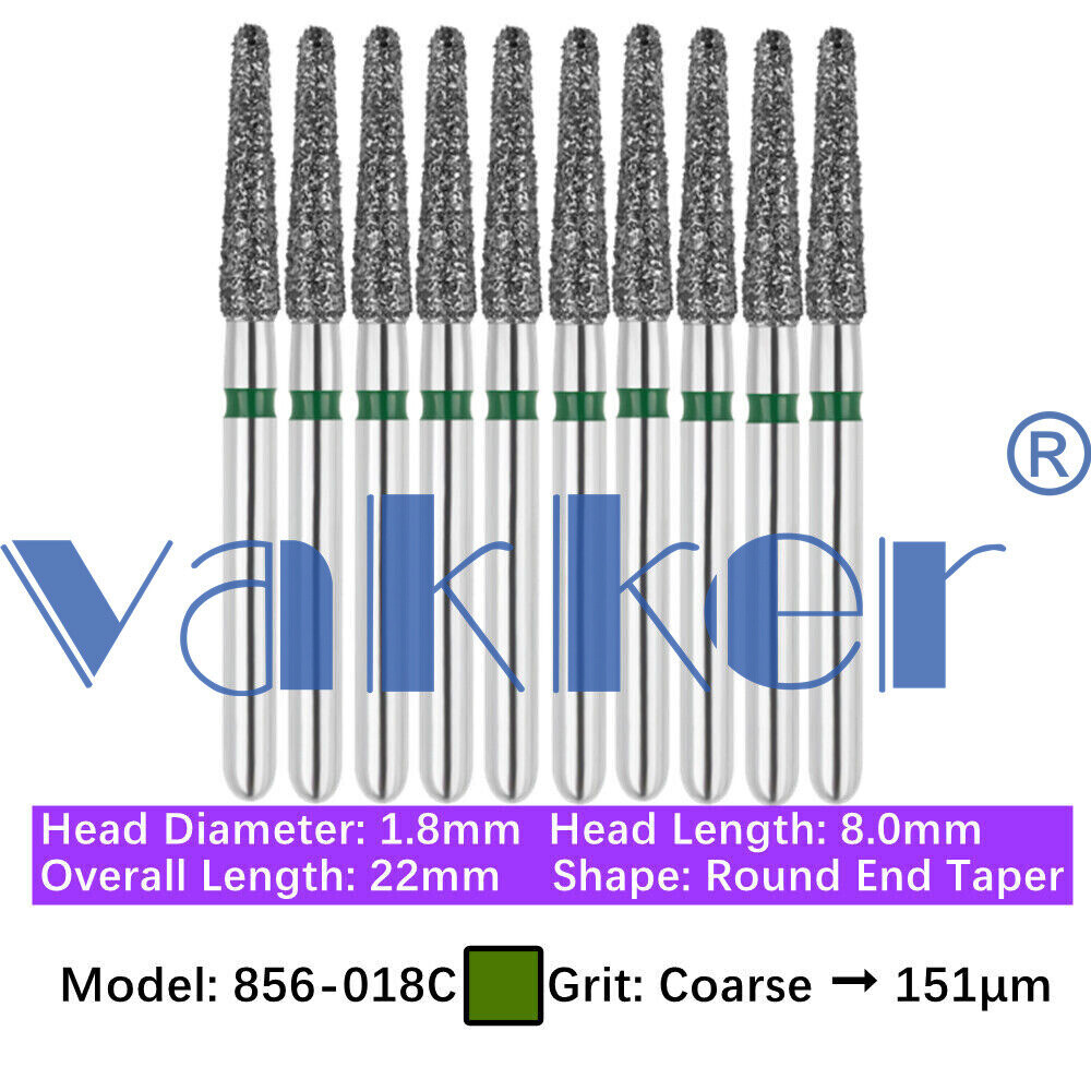 Vakker Dental Round End Taper FG Diamond Bur 856-018C Coarse 10/pk