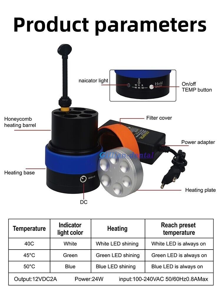 Dental Composite Resin Heater Material Warmer Soften Warmer 40/45/50℃ US/EU Plug