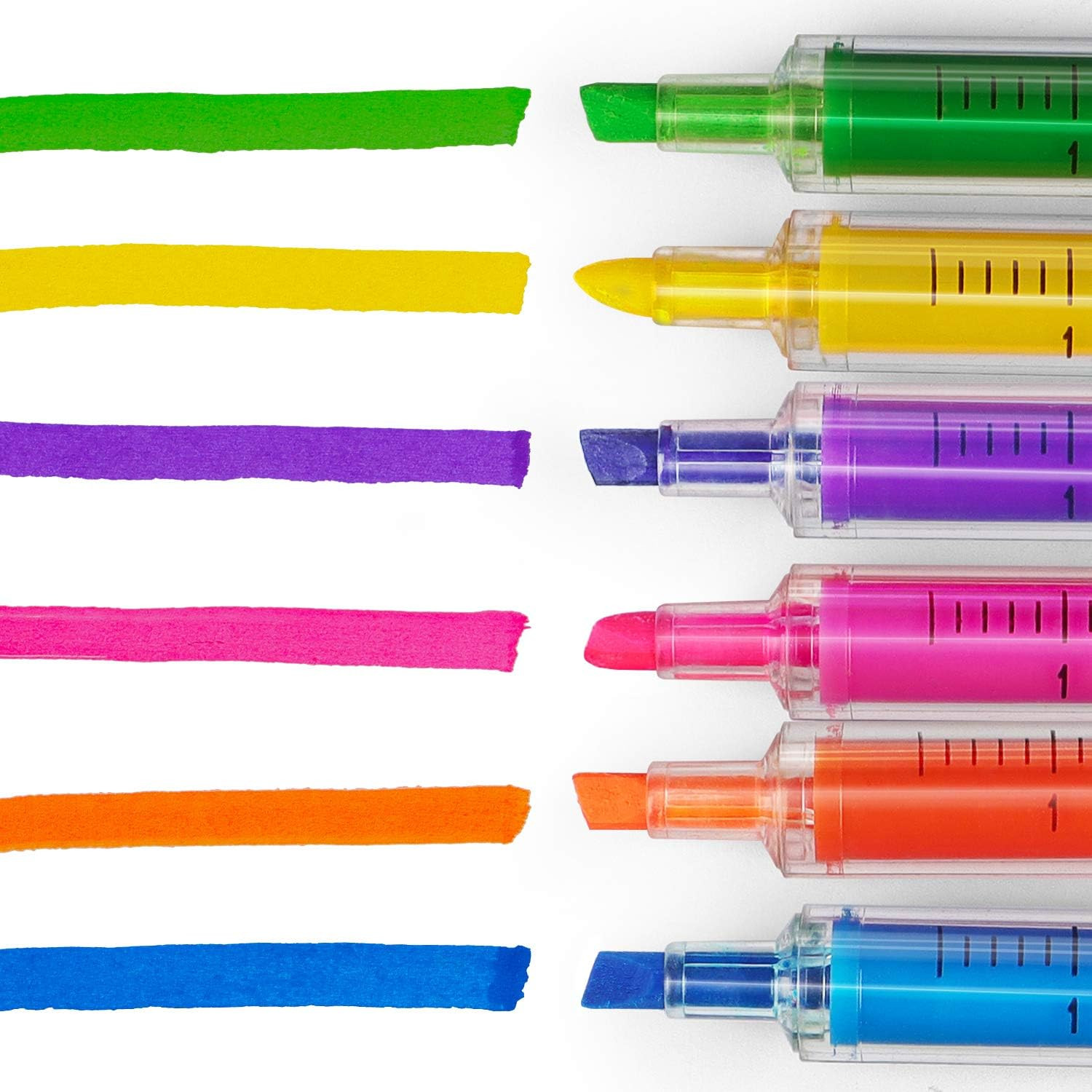 6 Syringe Ballpoint Pens + 6 Syringe Highlighters, Syringe Pen Multi Color No…