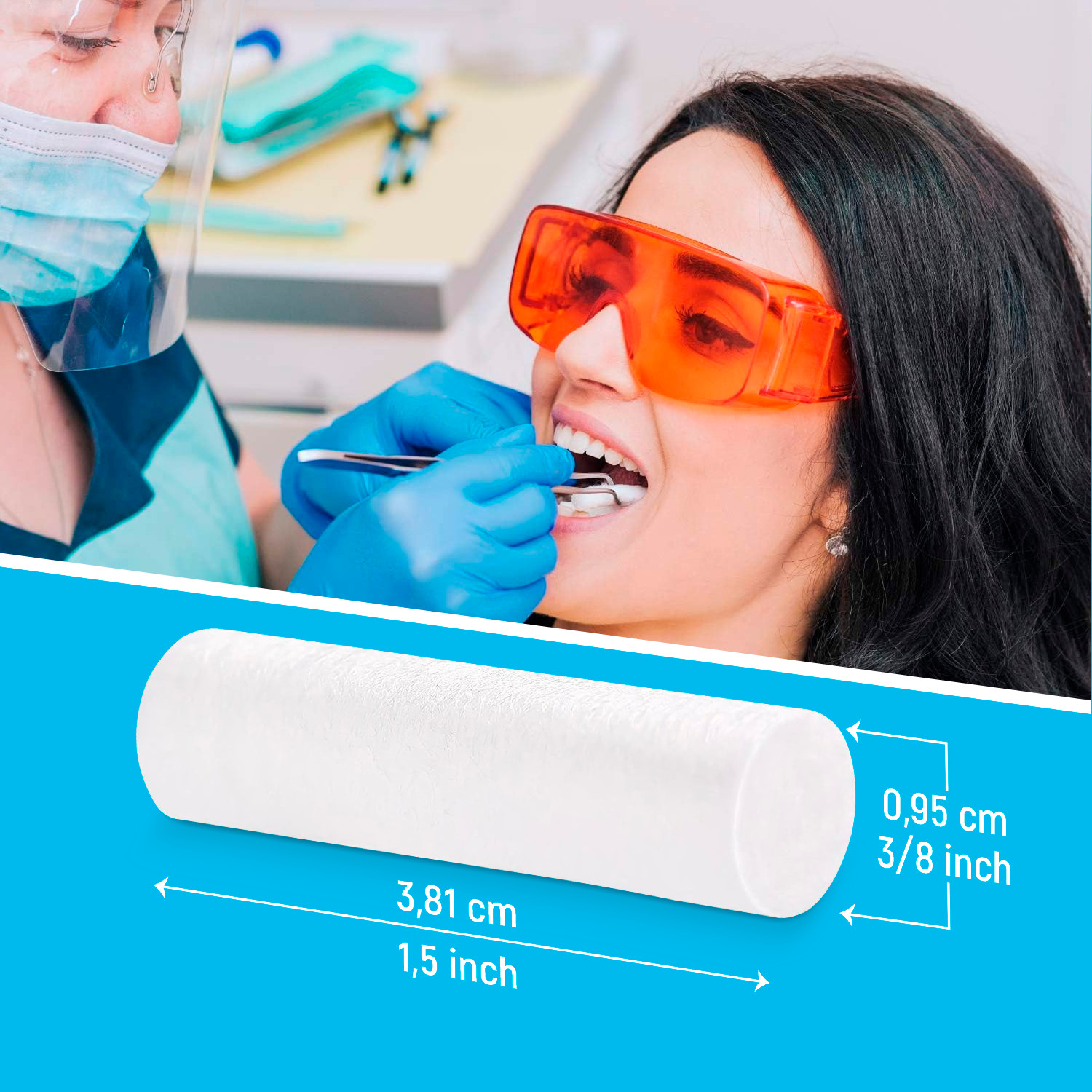 200 Dental Gauze Cotton Rolls 1-1/2″ x 3/8″, (#2 Medium), Kids Nose Plugs Bleed