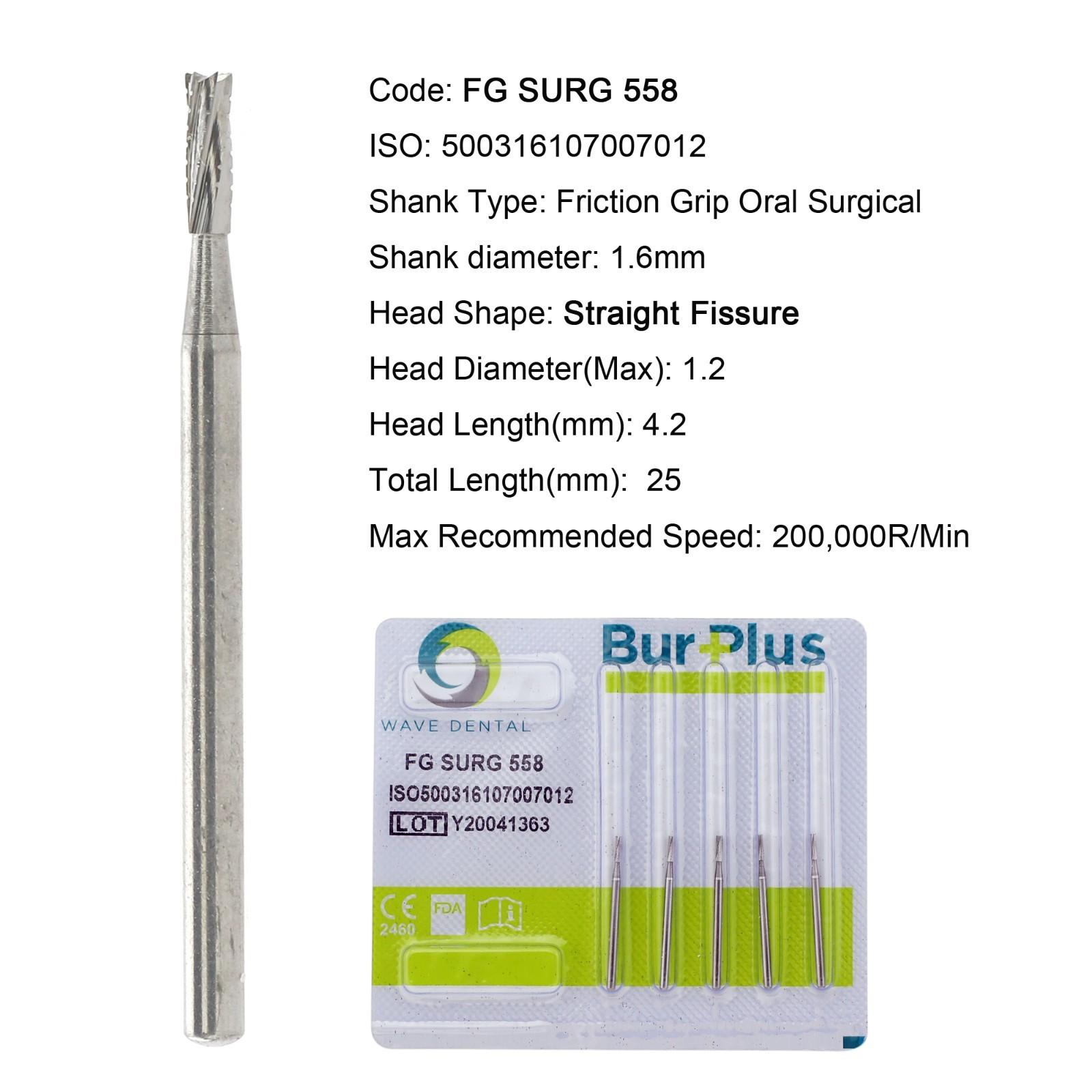 Wave Dental Surgical Burs 25mm Carbide Bur High Speed Round FG SURG 557 702 2 4