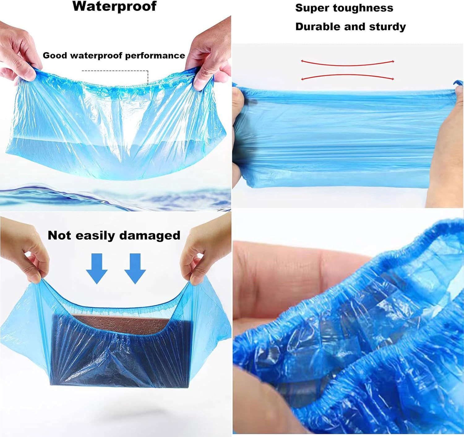 200 Pack Waterproof Non Slip Disposable Shoe Covers Indoor Outdoor Booties Blue
