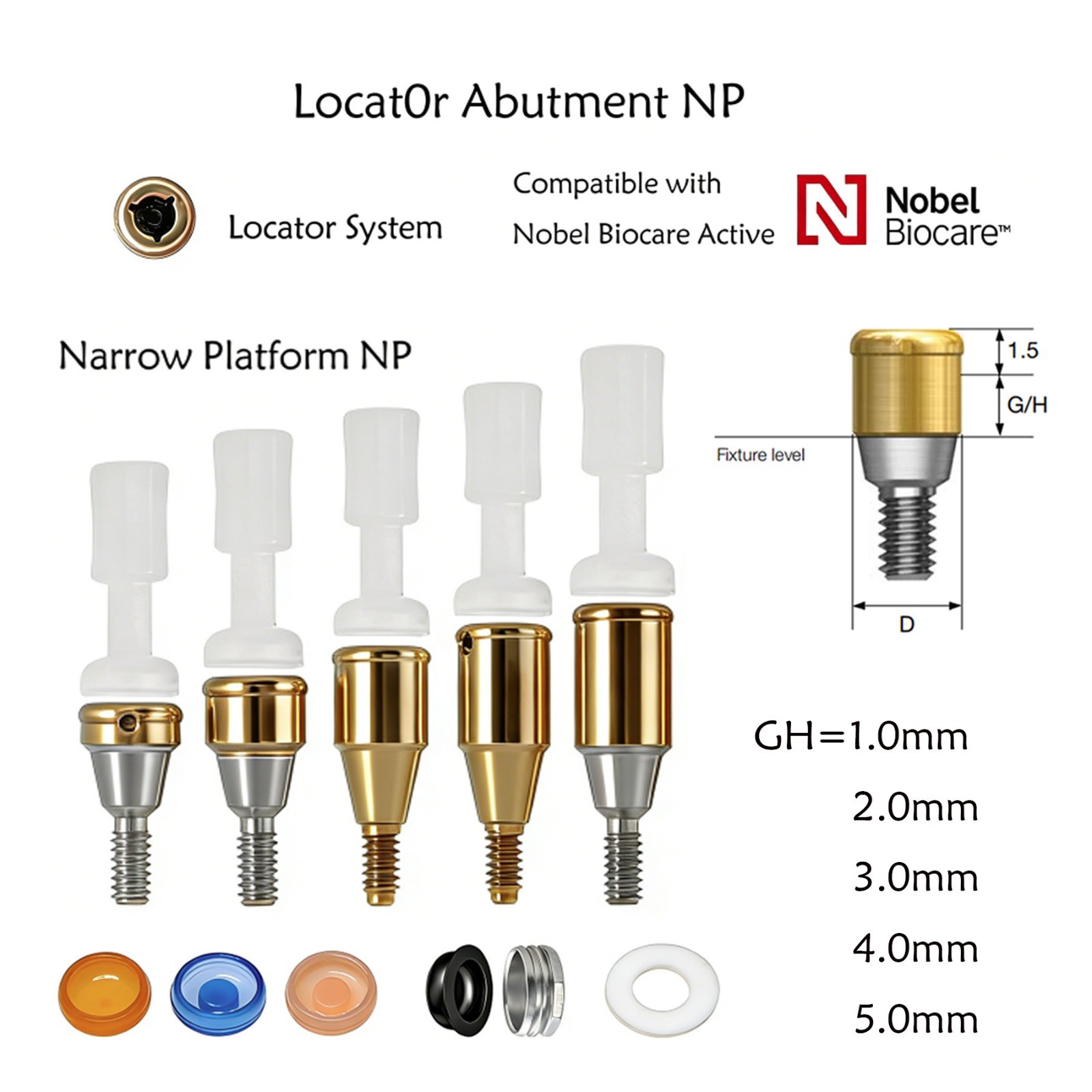 US For Nobel Active Biocare ZEST Locator Abutment Conical Connection NP/RP 1-5mm