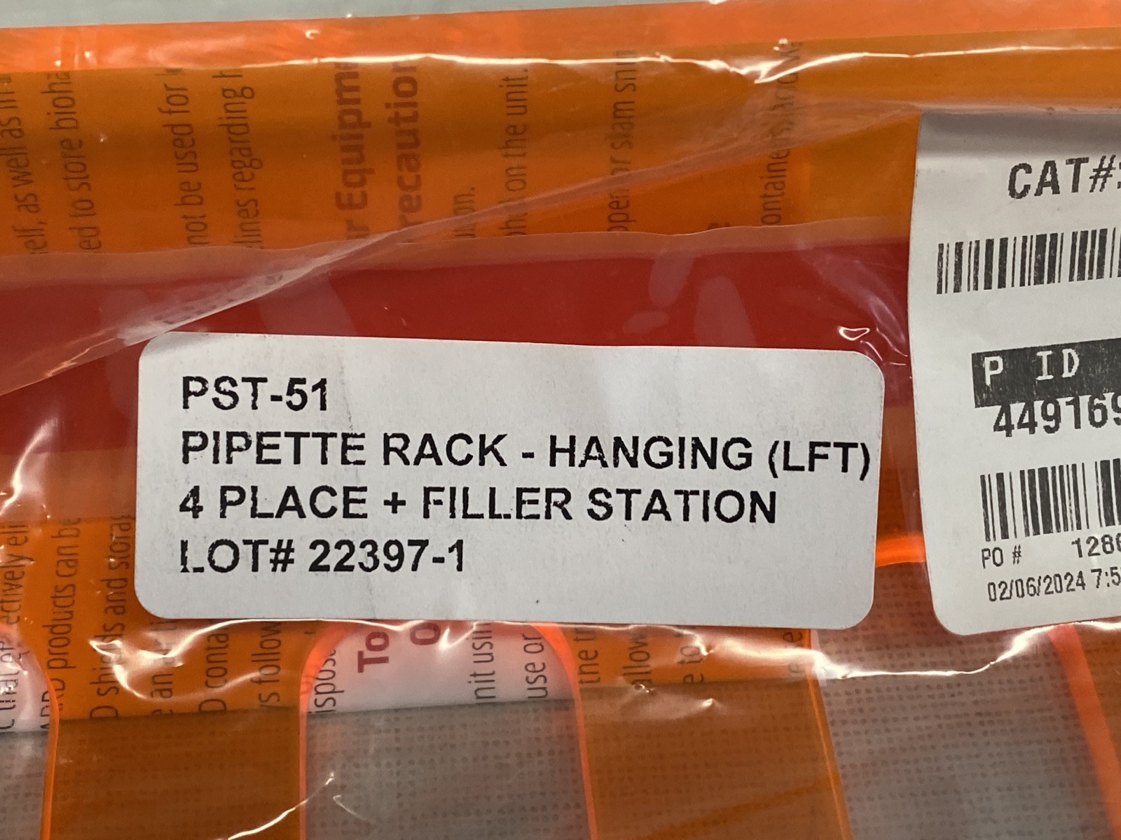 (2) IBI SCIENTIFIC 4-Place Hanging Pipette Stand w/ Filler on Left Side Orange