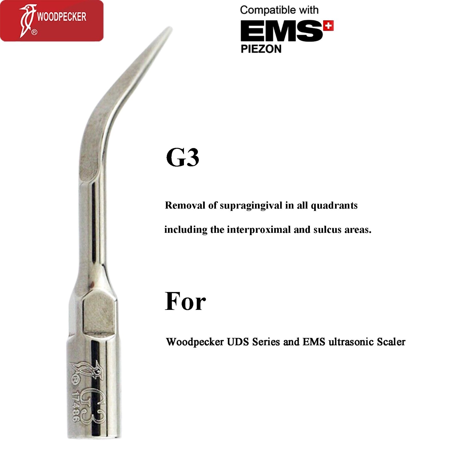 Woodpecker Dental Ultrasonic Scaler Handpiece HW-5L Piezo Tips P1 EMS PIEZON LED