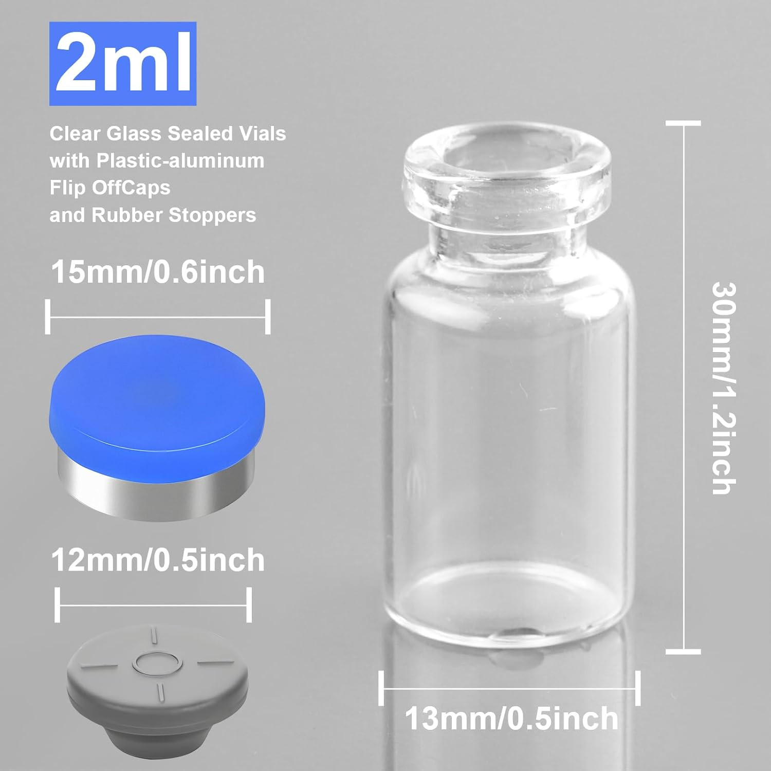 2Ml Sealed Vials with Self Healing Injection Port and Plastic-Aluminum Flip Caps
