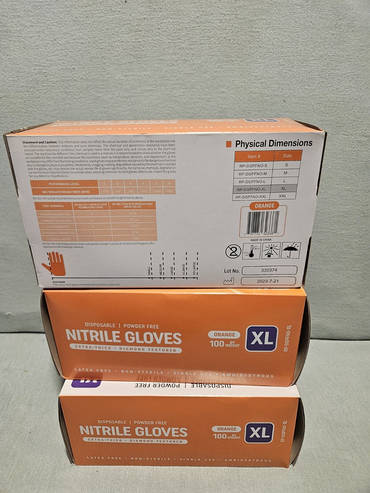 Nitrile Disposable Gloves Raised Diamond Texture, Case of 100 Each Lot Of 3 B.