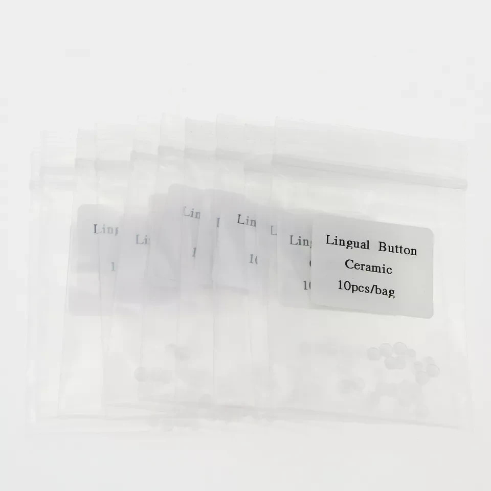 10Pcs/pack Dental Ortho Ceramic Clear Lingual Button Bondable Round Composite