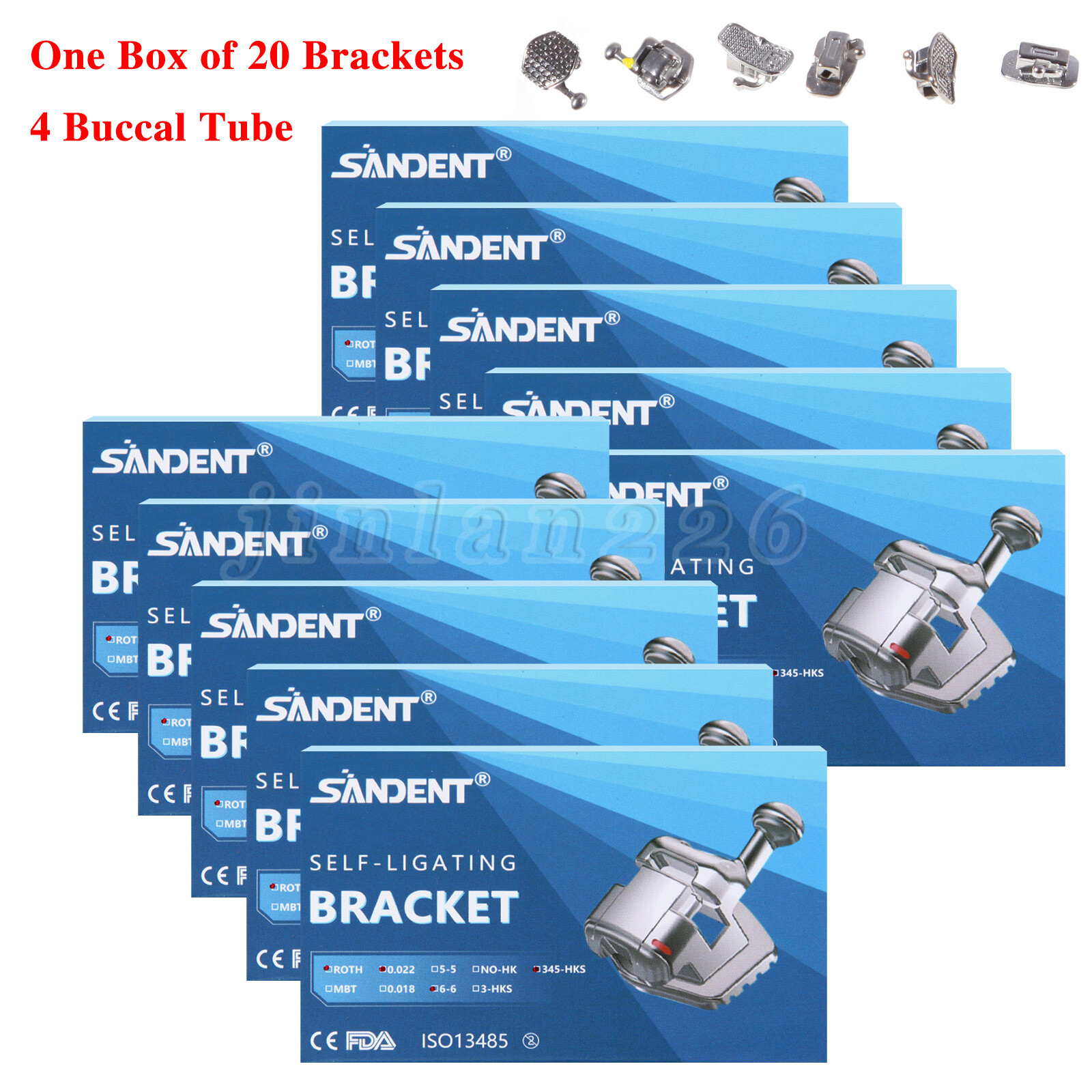 SANDENT Dental Orthodontic Self Ligating Bracket Braces Roth.022 Hooks 345
