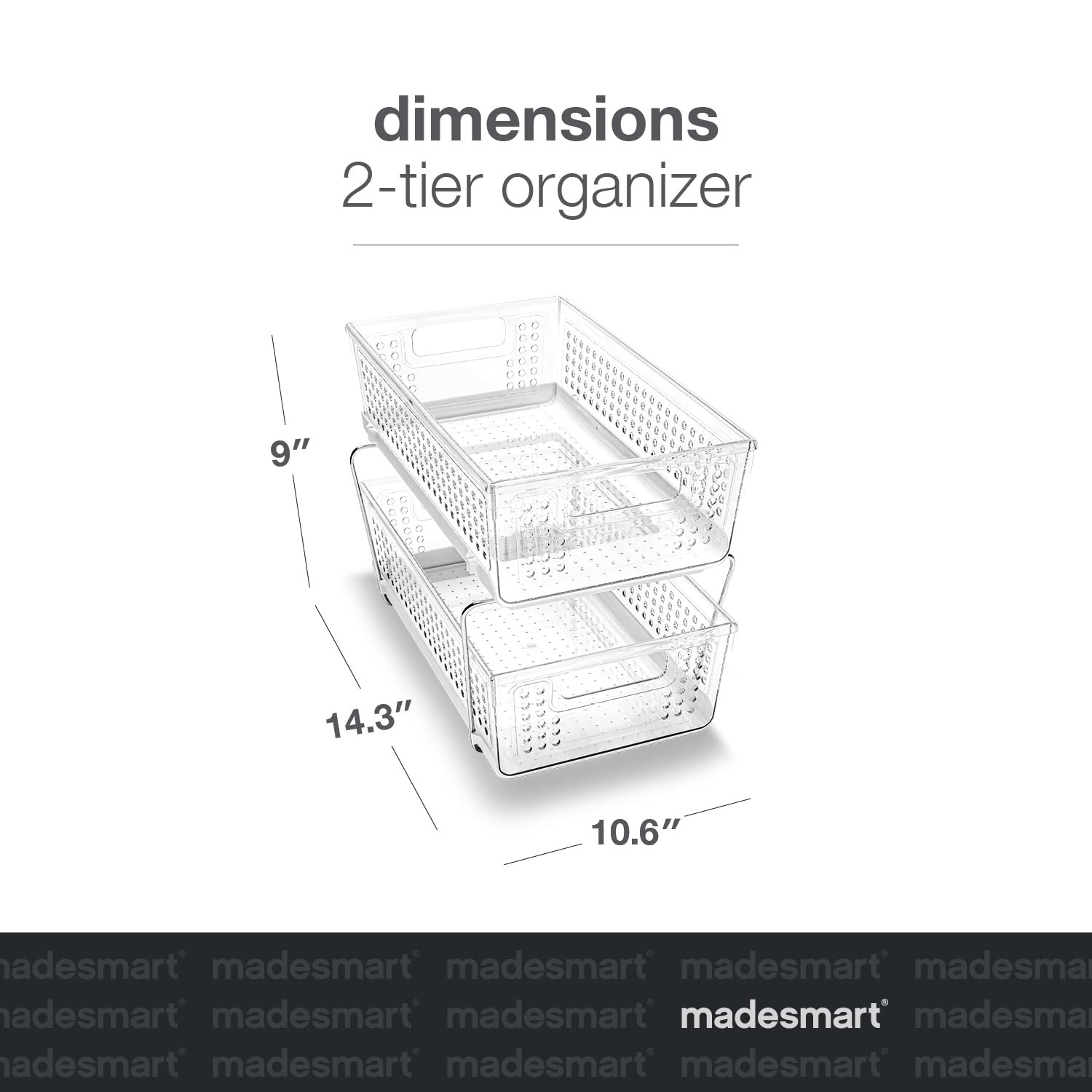madesmart 2 Tier Organizer Under Cabinet Storage Pull Out Sliding Drawers Cleani