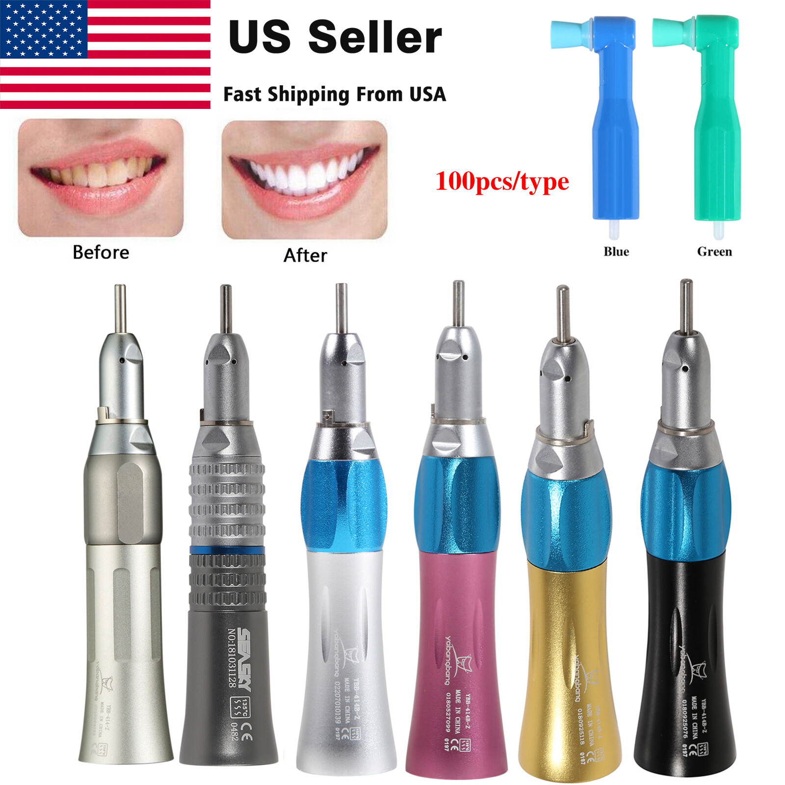 Dental Hygiene Prophy Handpiece Air Motor 4 holes Straight Nose Cone All-Types