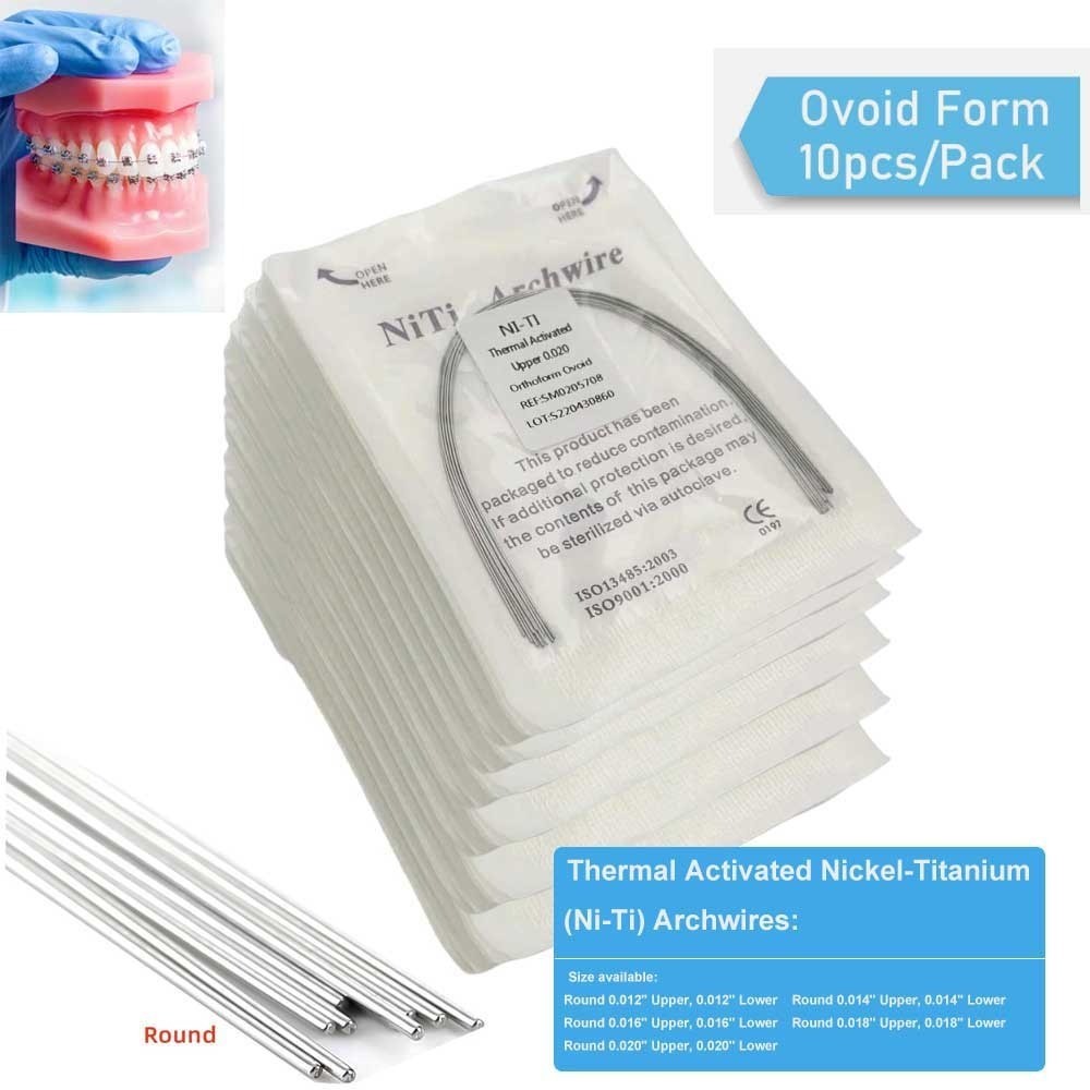 1-200packs Dental Orthodontic Heat Thermal Activated NITI Arch Wires Ovoid Round
