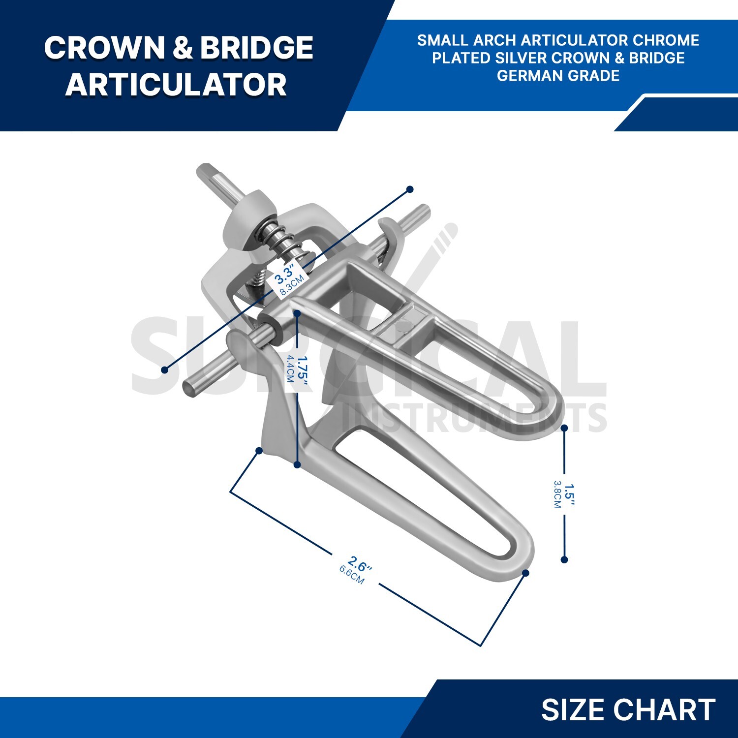 Dental Lab – Small Articulator Chrome Plated Silver Crown & Bridge German Grade