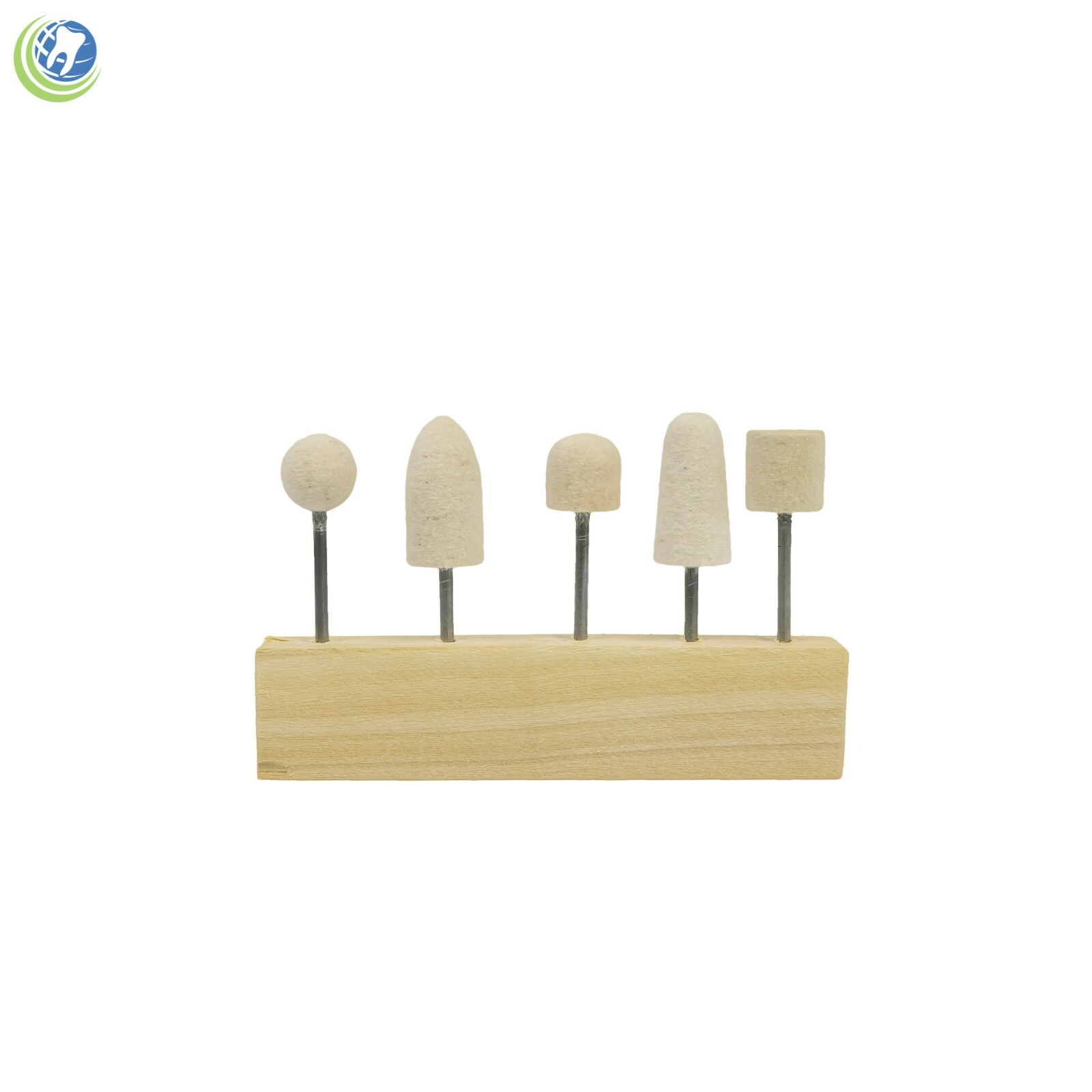 DENTAL LABORATORY JEWELRY POLISHING ASSORTED MOUNTED FELT CONES TIPS KIT OF 5