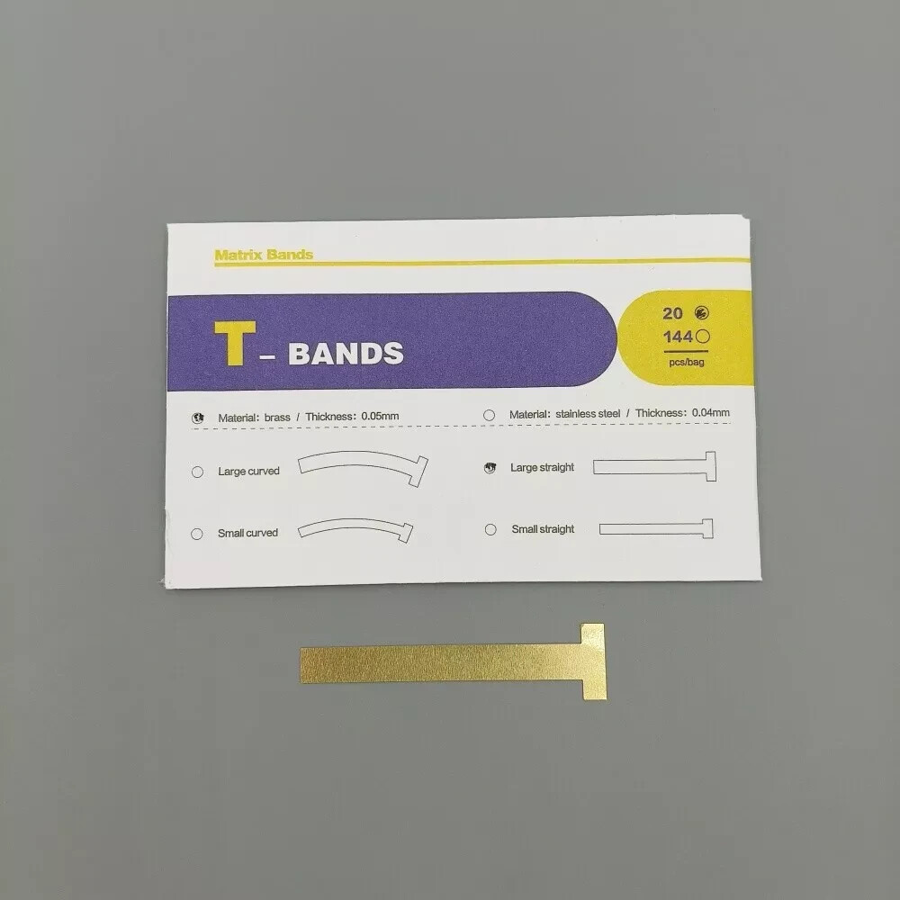 20Pcs/Pack Dental Curved Straight T-Bands Brass Wide Operatory Restorations Tool