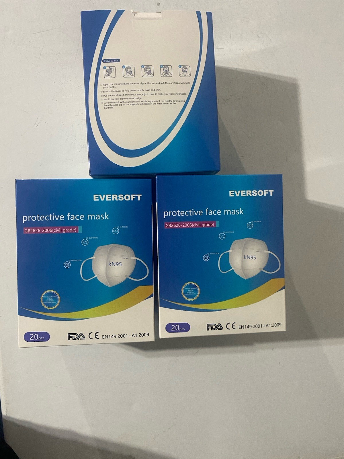 Eversoft KN95 Face Mask 20pcs GB2626-2006 Family Medicine Dental Cosmetology