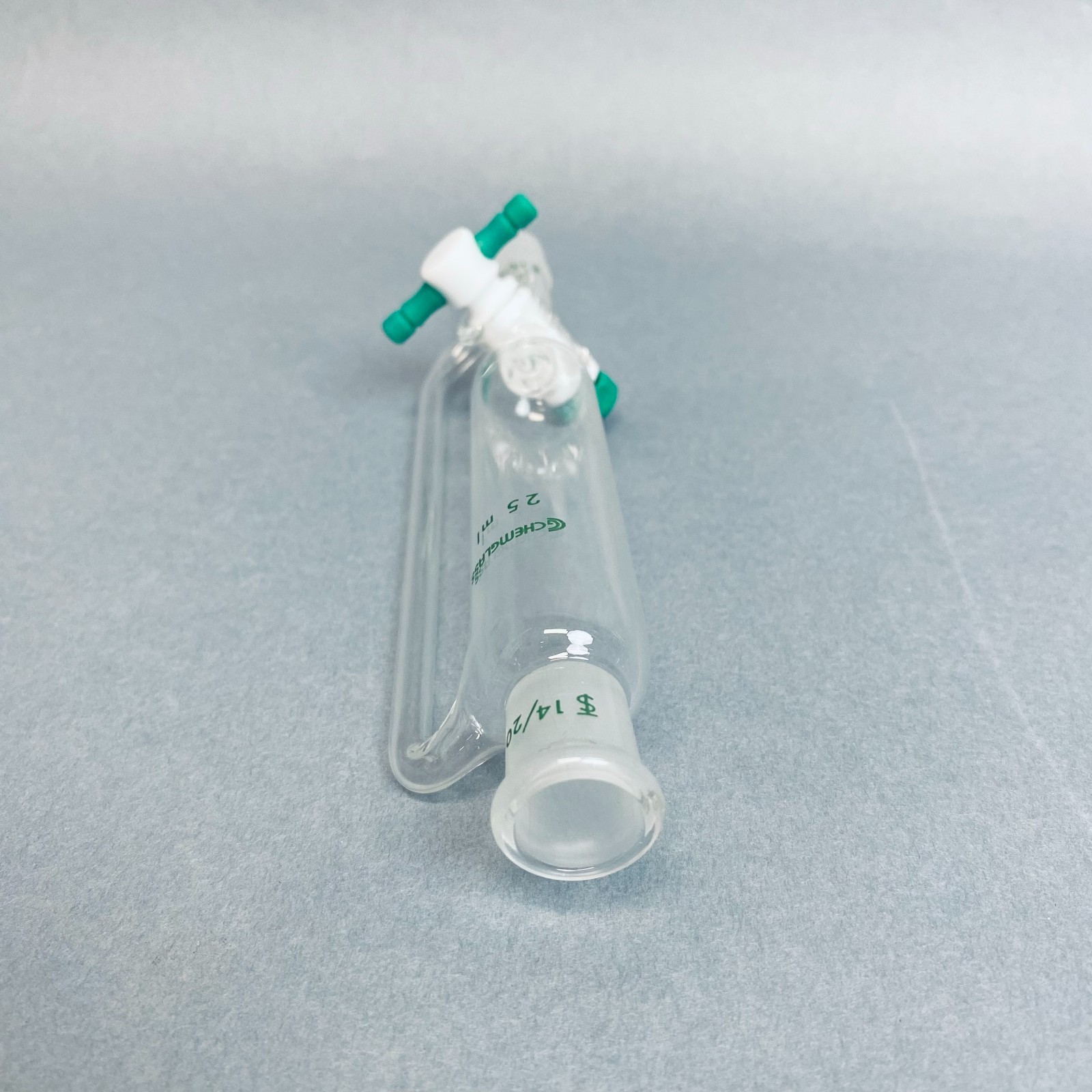 Chemglass Addition Funnel 25 ml 14/20 Joint PTFE Stopcock with Stopper