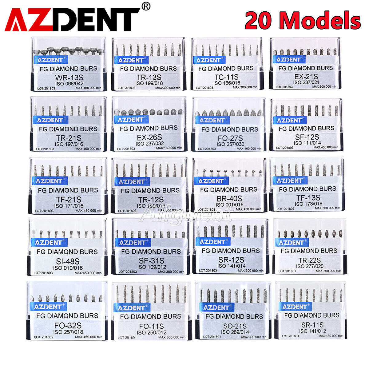AZDENT Dental Diamond Burs Super Coarse FG Bur Black for High Speed Handpiece US