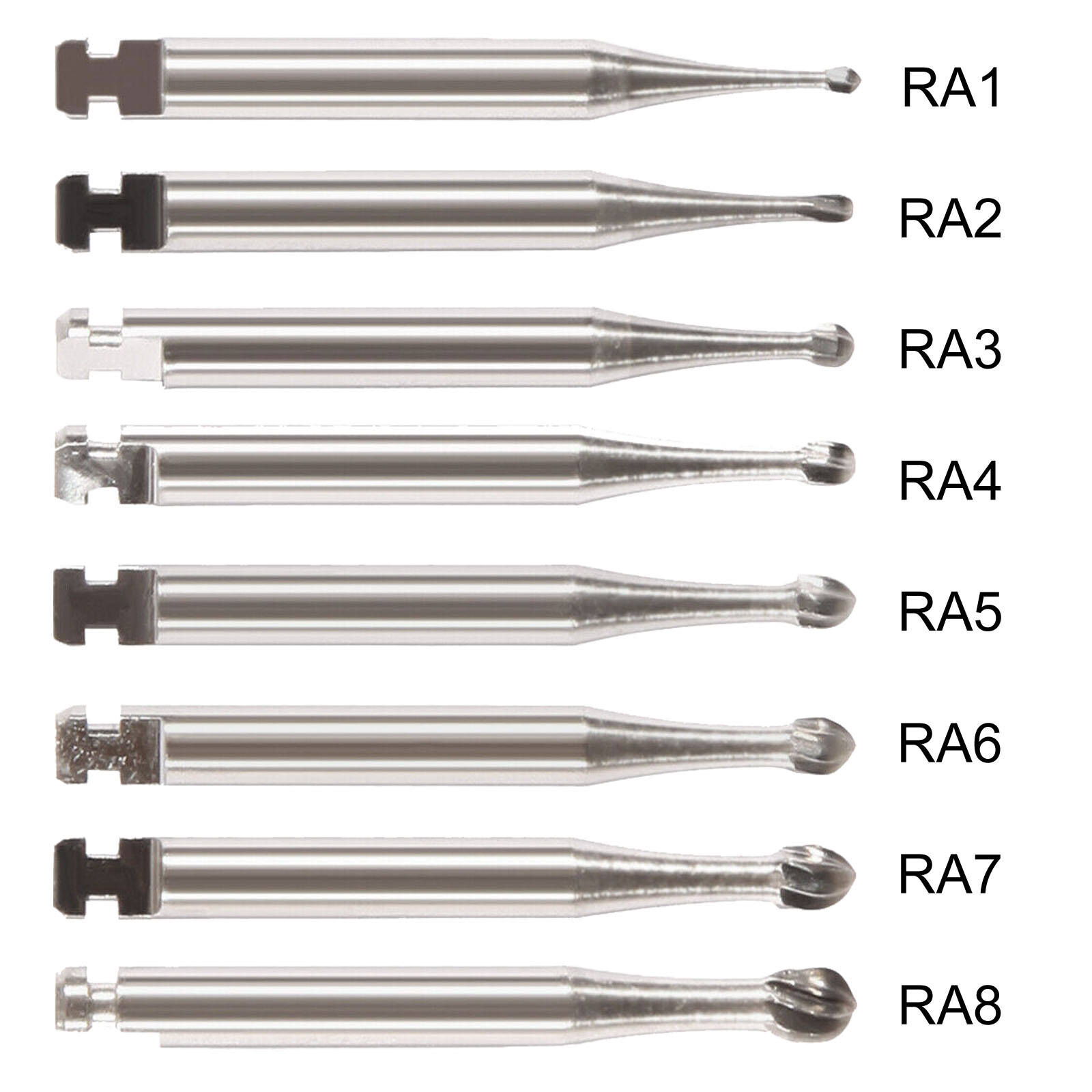 Dental Round Carbide Bur for Slow Speed Latch Type Handpiece RA 1# – 8# Burs
