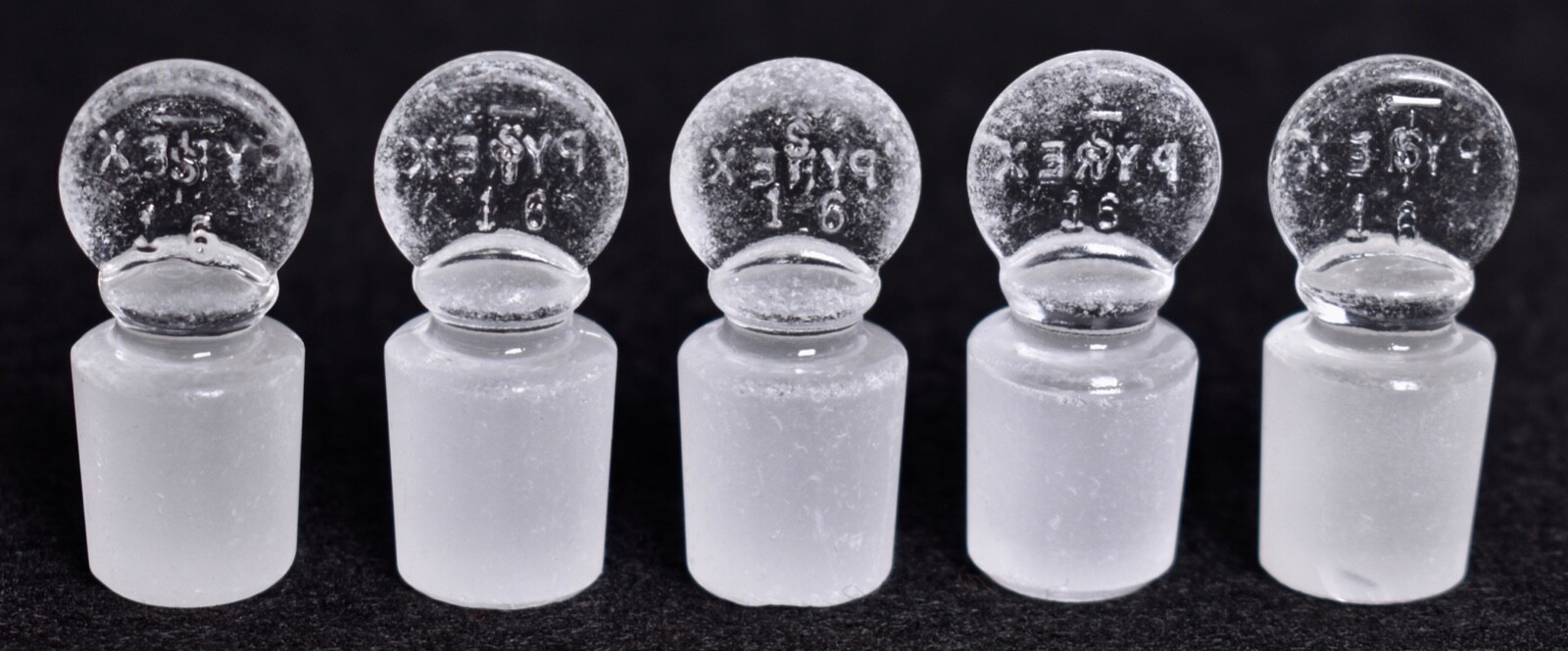5 Count Pyrex # 16 Penny Head Glass Stoppers