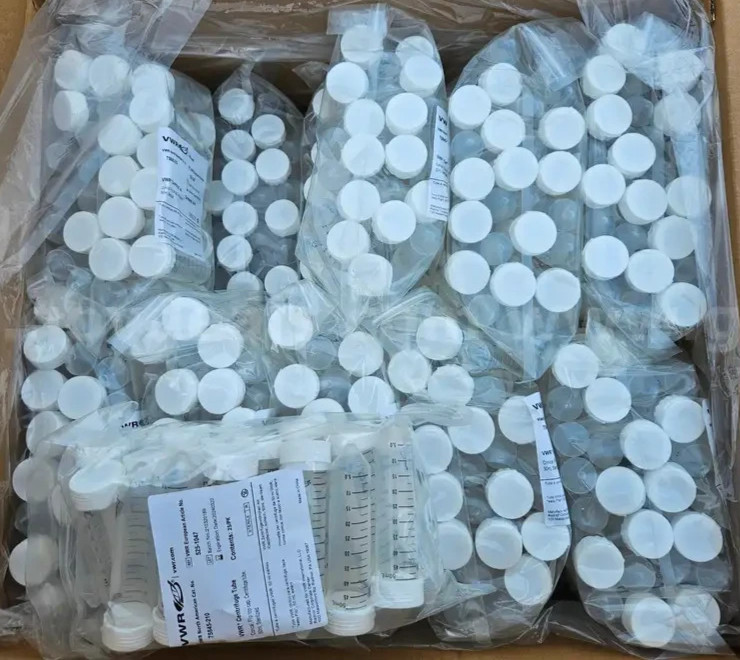 500x Lot 50 mL Sterile Conical Centrifuge Far-Sediment Tube Flip Top Cap VWR