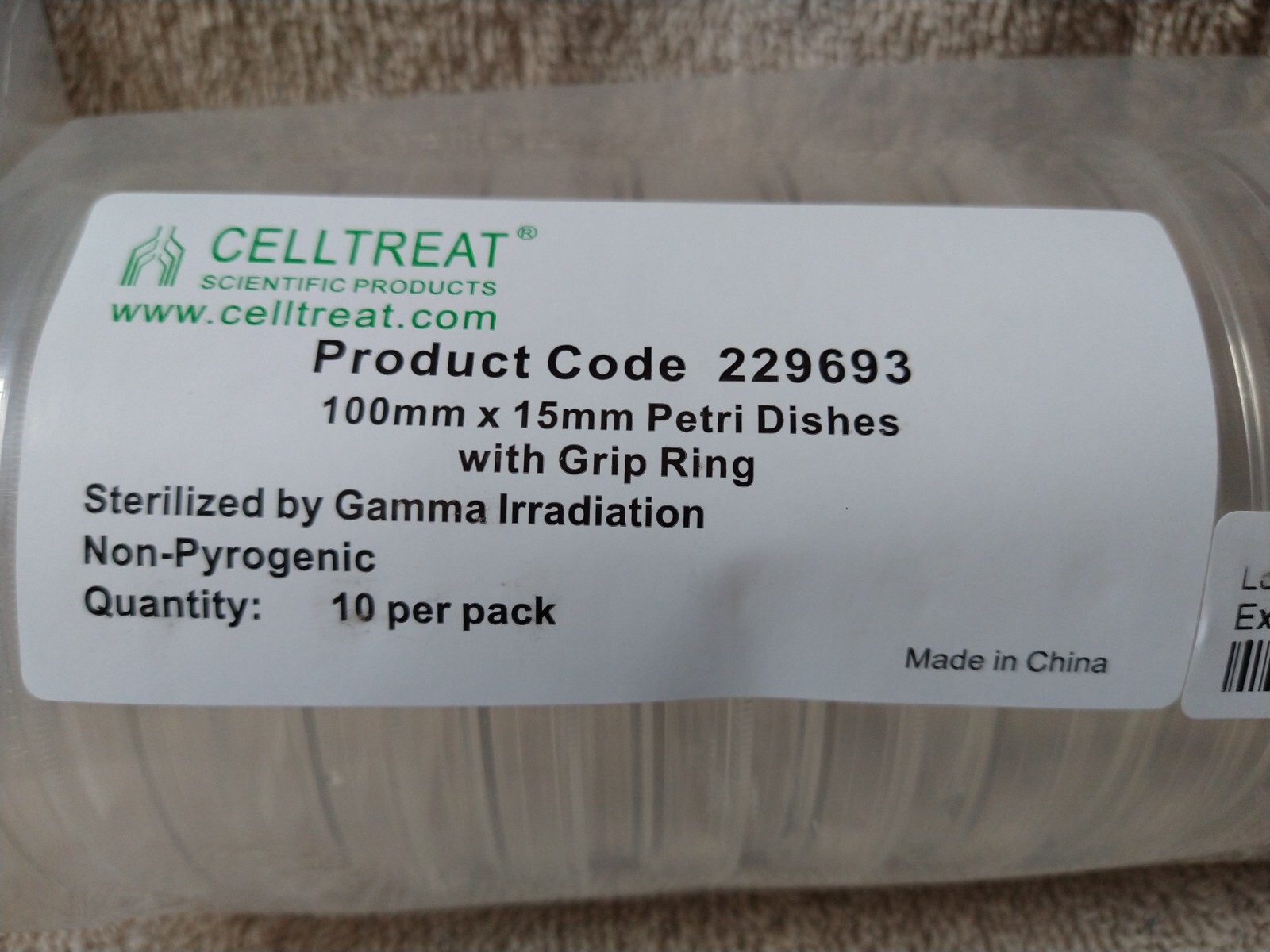 10 pack CellTreat 229693 Petri Dishes 100mm x 15mm NEW Mad Lab Halloween Prop FX