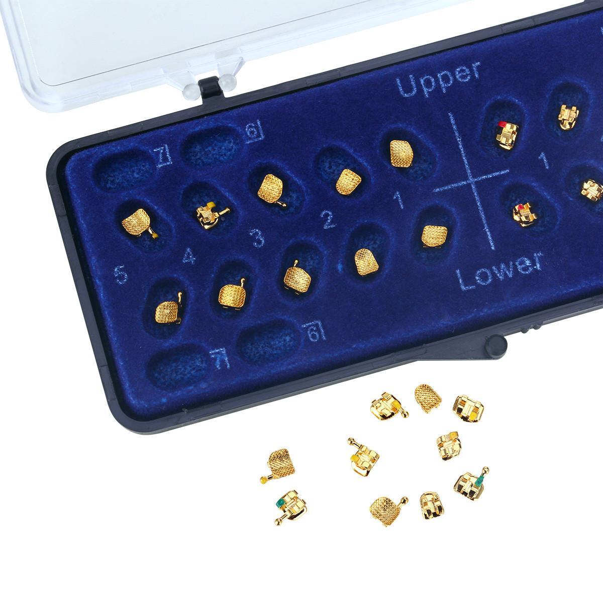 AZDENT Dental Orthodontic Brackets Braces 24K Gold Plated Roth/MBT.022 345 Hooks
