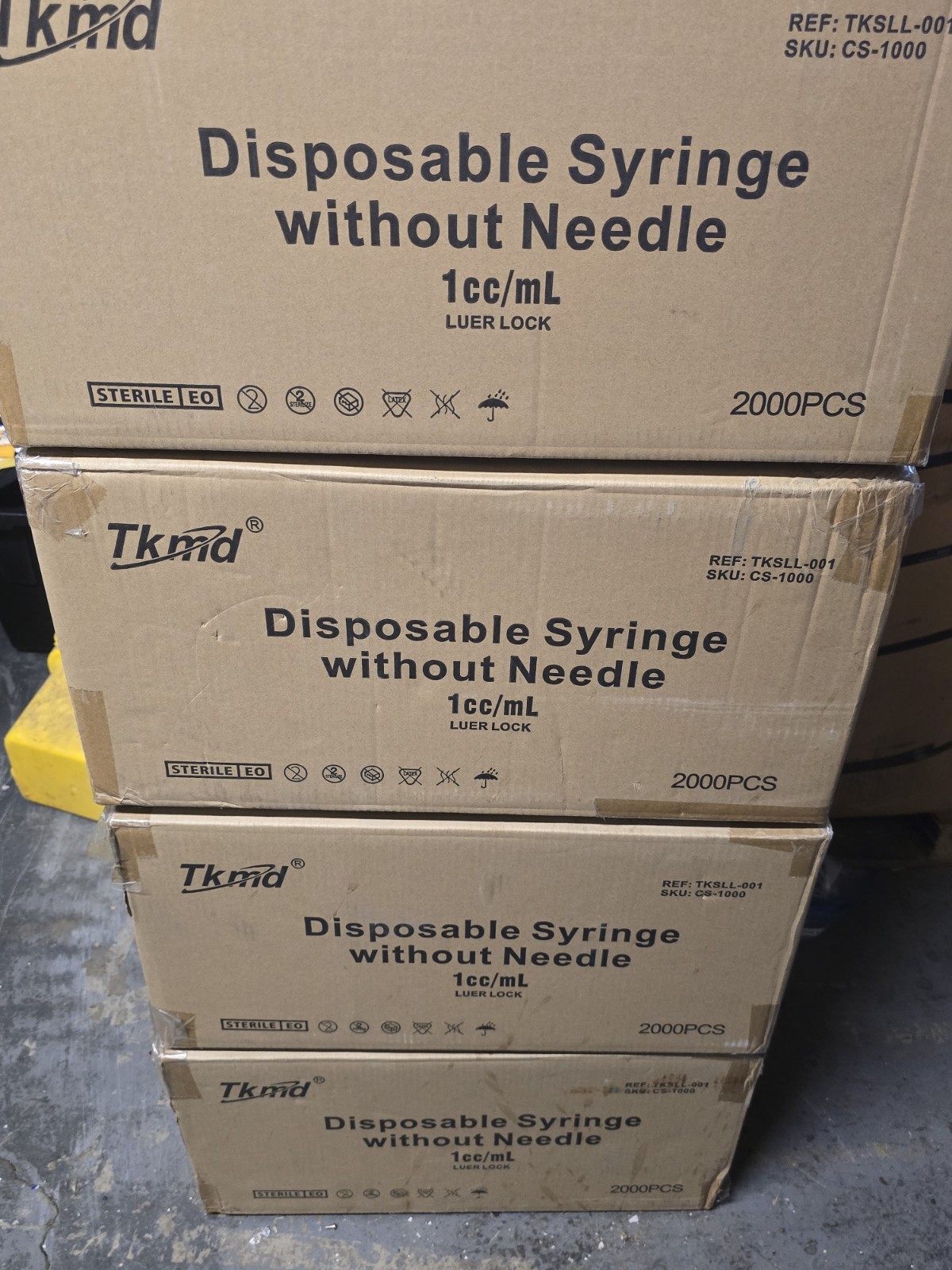2000ct Case Tkmd 1mL Luer Lock Syringes – No Needle – Sterile – EXP 05/2026