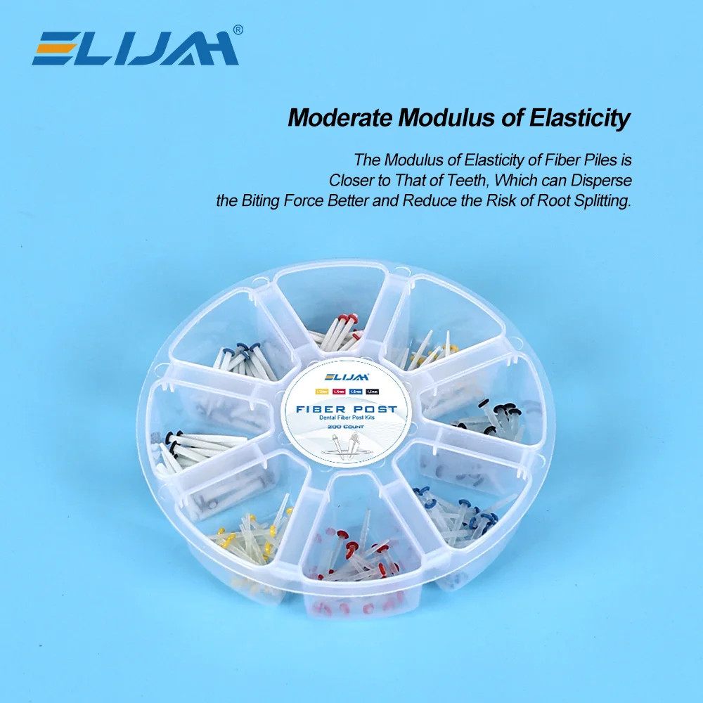 200Pcs/Box Dental Fiber Post Kits Screw/Straight Post Quartz Glass Thread Pile