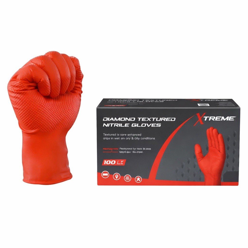 100 Ct Xtreme Diamond Textured Nitrile Gloves XLarge Food Cleaning Automotive