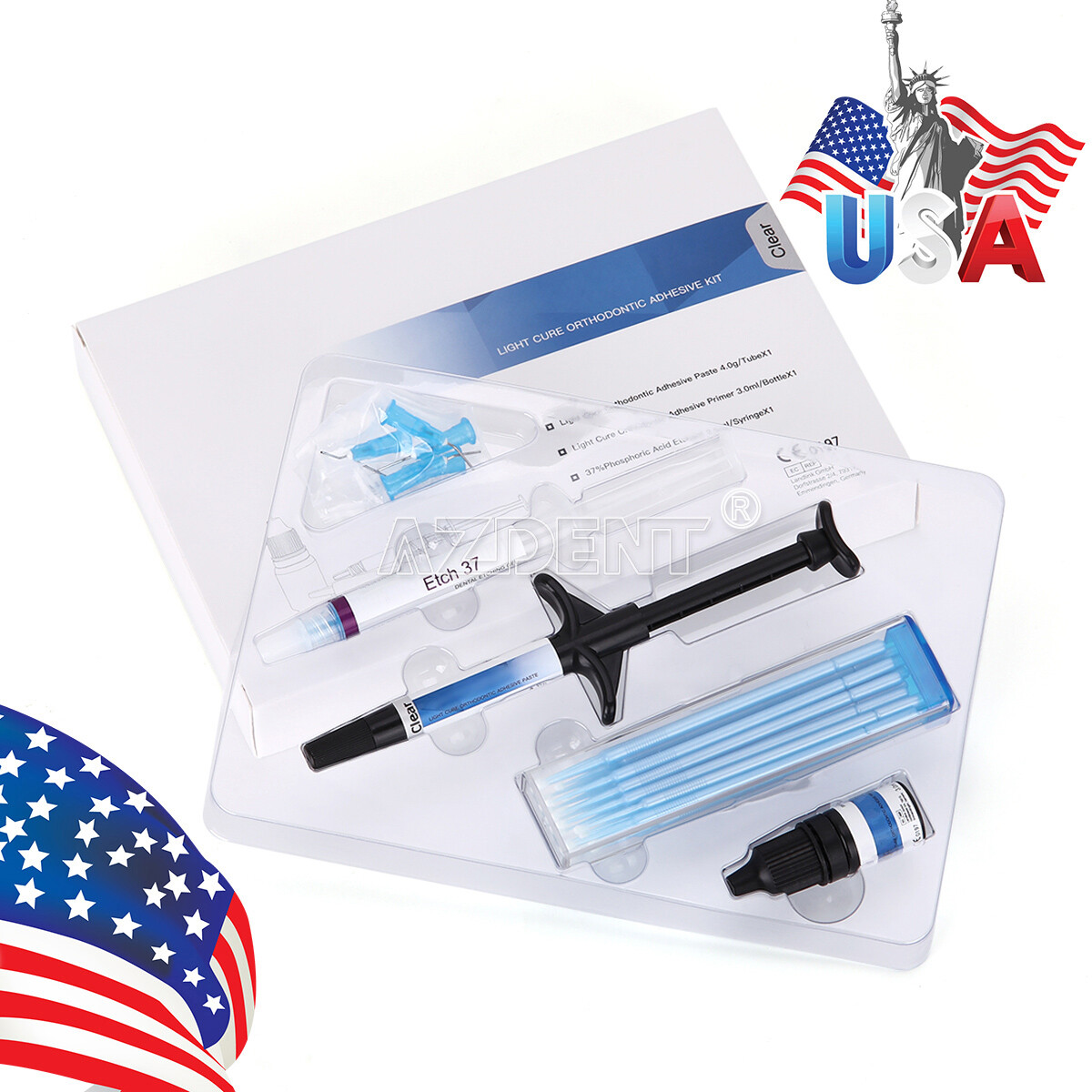 Dentex Dental Cure Light Orthodontic Adhesive Kit Transparent/Blue 4g/Syringe