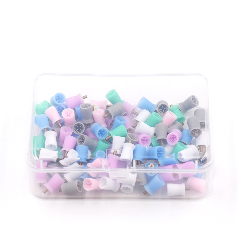 100Pcs/Box Dental 4 Webbed Screw On Type Rubber Polishing Cups Prophy Polisher
