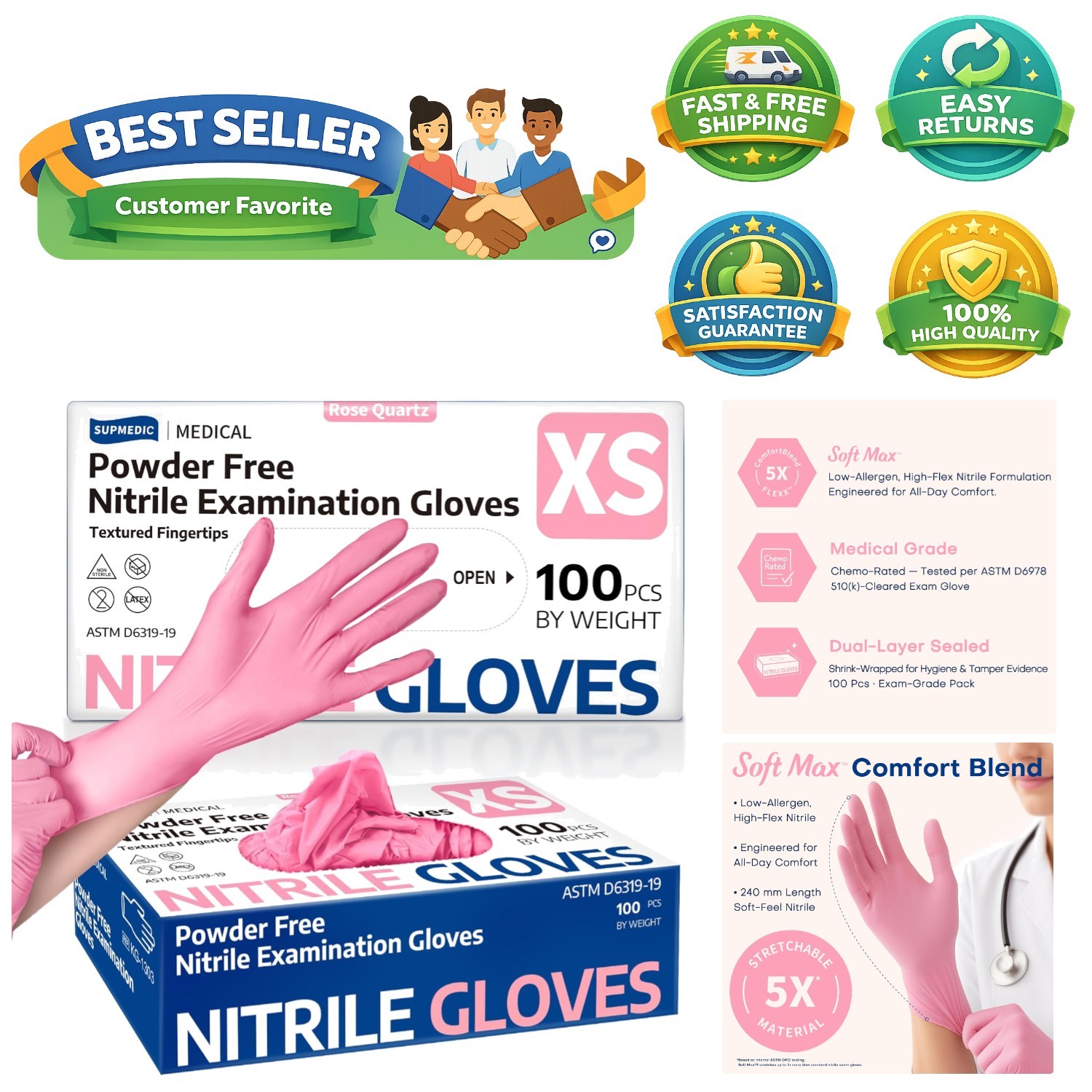 Nitrile Medical Exam Gloves – Powder-Free, Latex-Free, 100 Pcs for Everyday Use