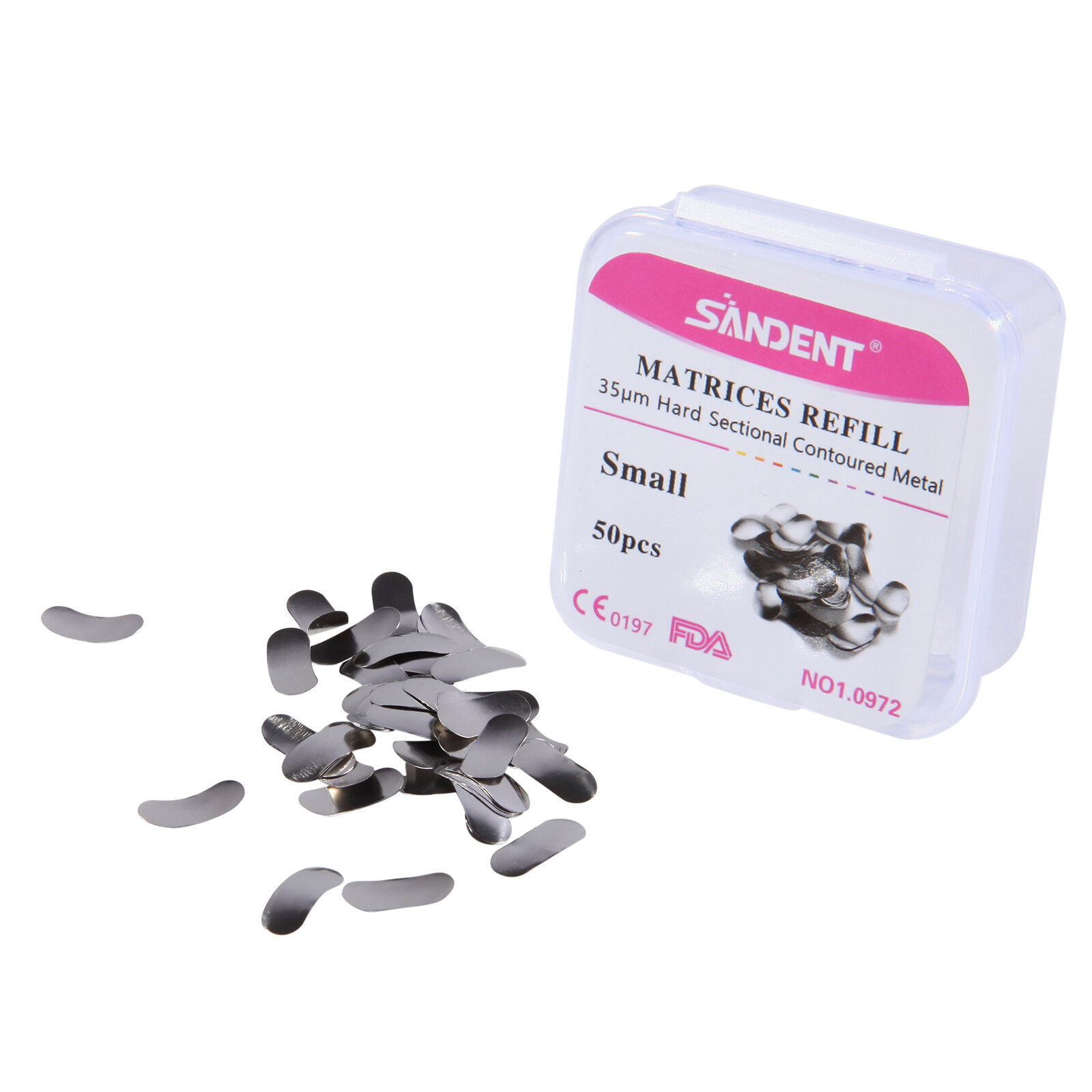 Dental Sectional Matrix System Contoured Metal Matrices Refill Matrix Bands 50x