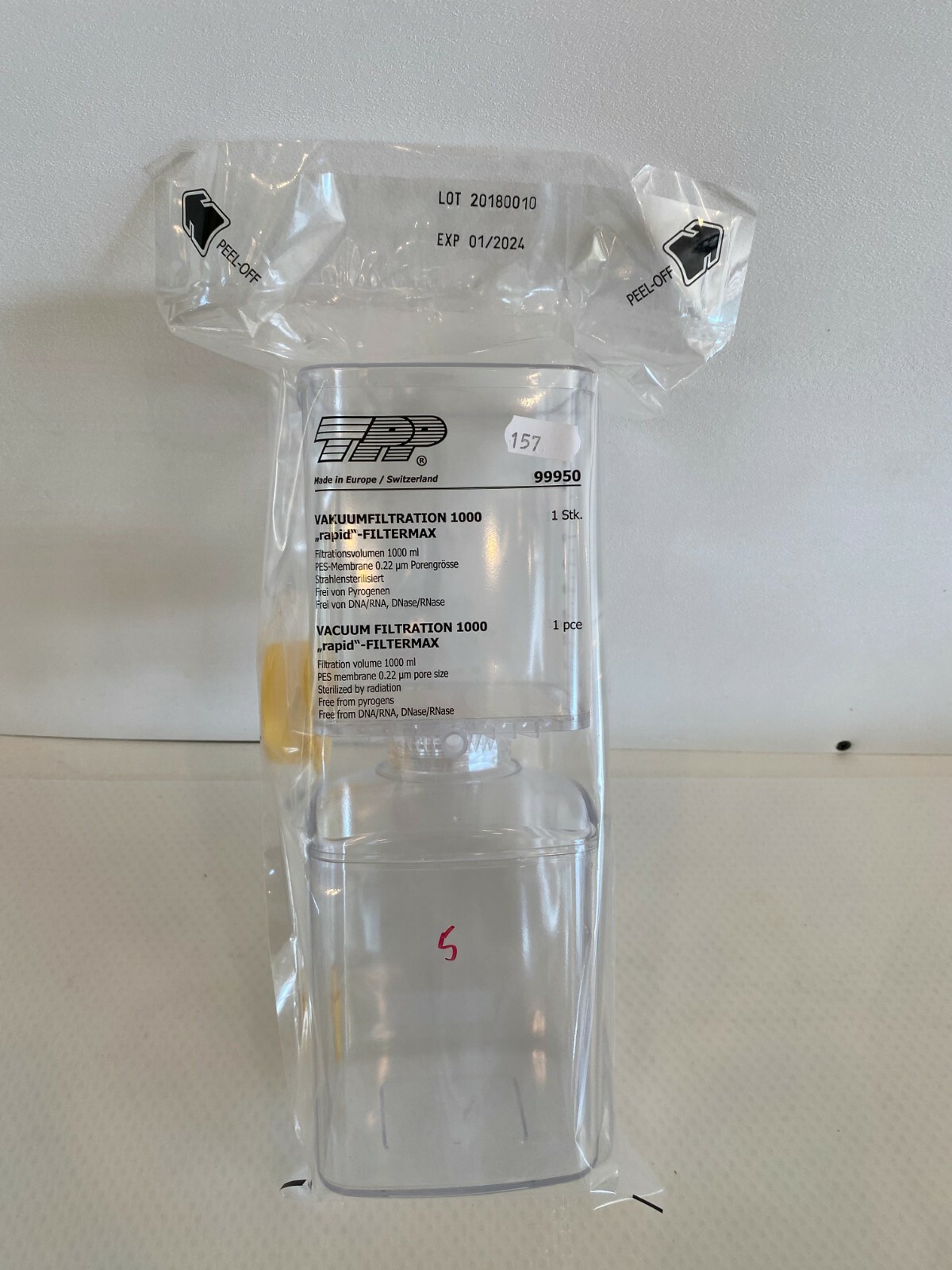 TPP 99950 Filtermax Rapid Bottle Filter Unit Capacity 1000 mL Sterilized 5 pcs