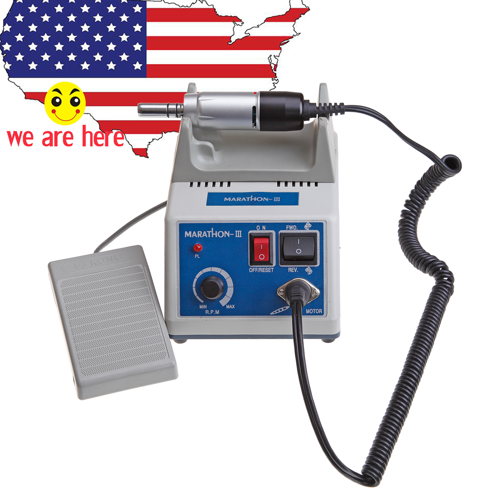Dental Lab Marathon 35000 RPM Micromotor polisher Motor contra angle + 10 Drills