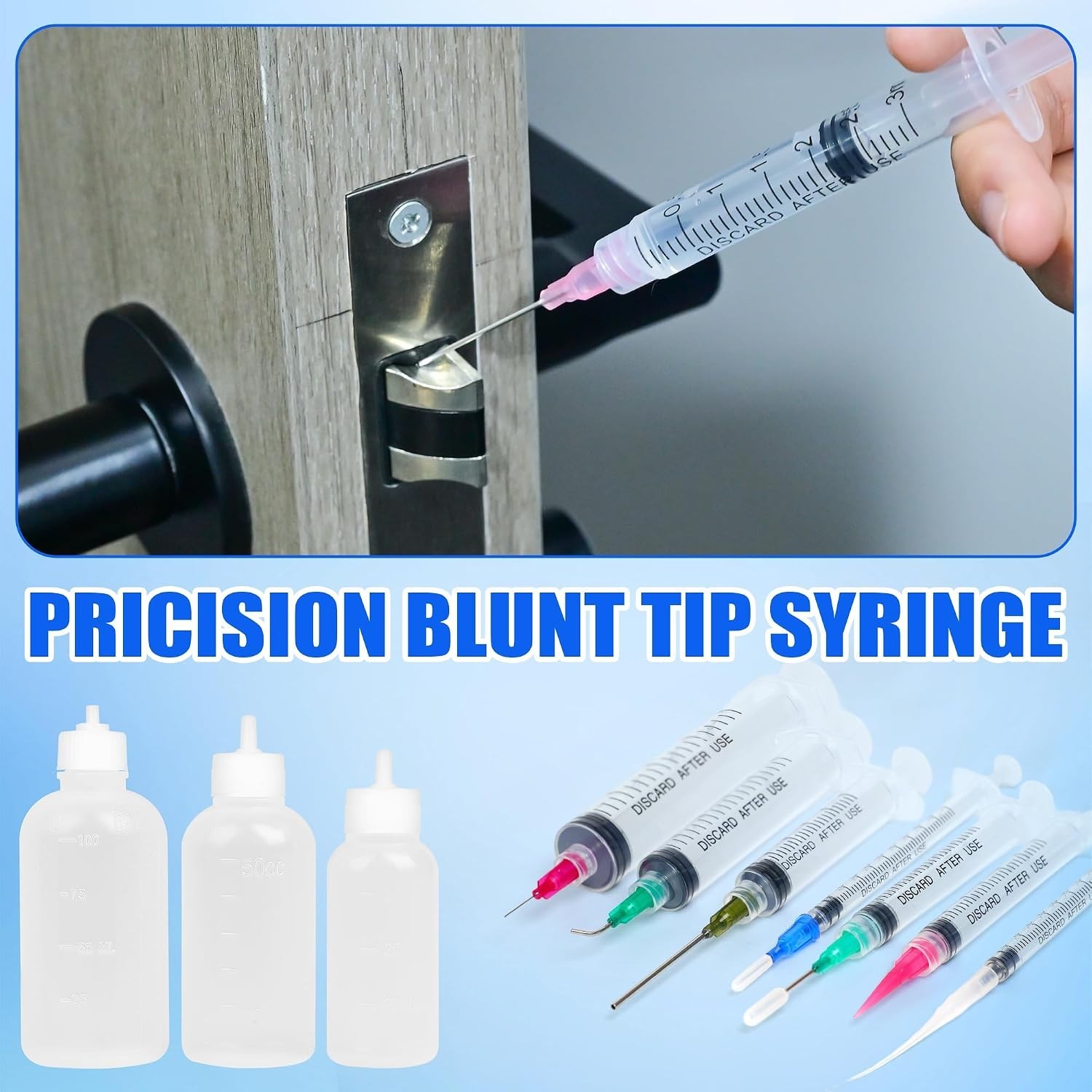 Glue Applicator Syringe with Blunt Tip Needle and Cap, for Liquid, Glue, Ink,