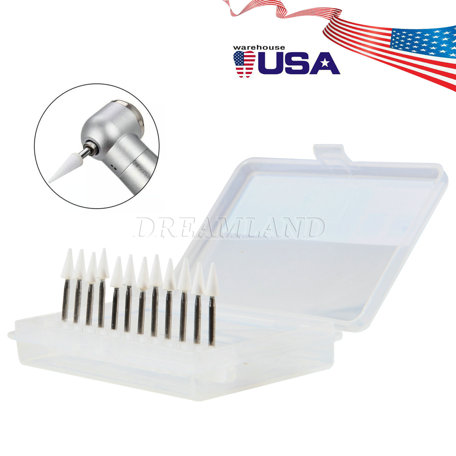 White Mounted Stone Bur FG CN1 (12 per box) Mounted Abrasion Point